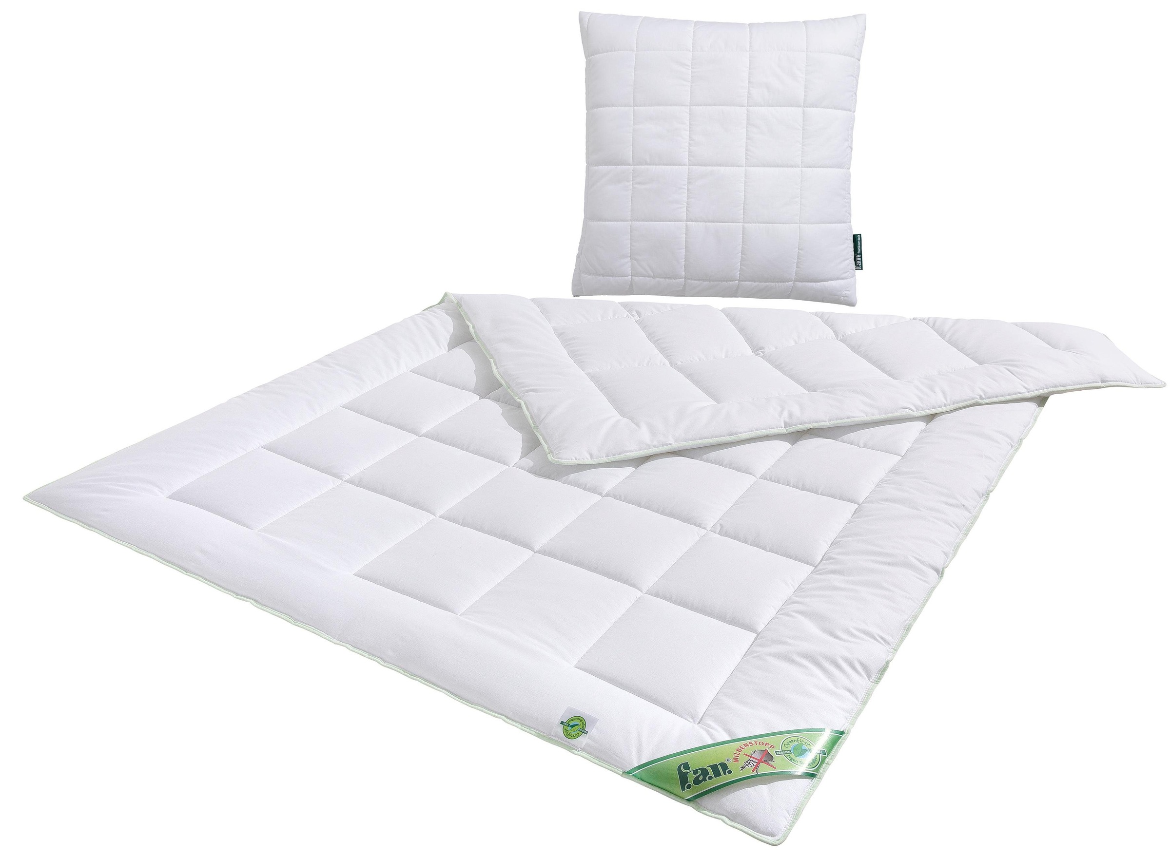 fan Microfaserbettdecke + Kunstfaserkissen »Greenfirst«, (Spar-Set)