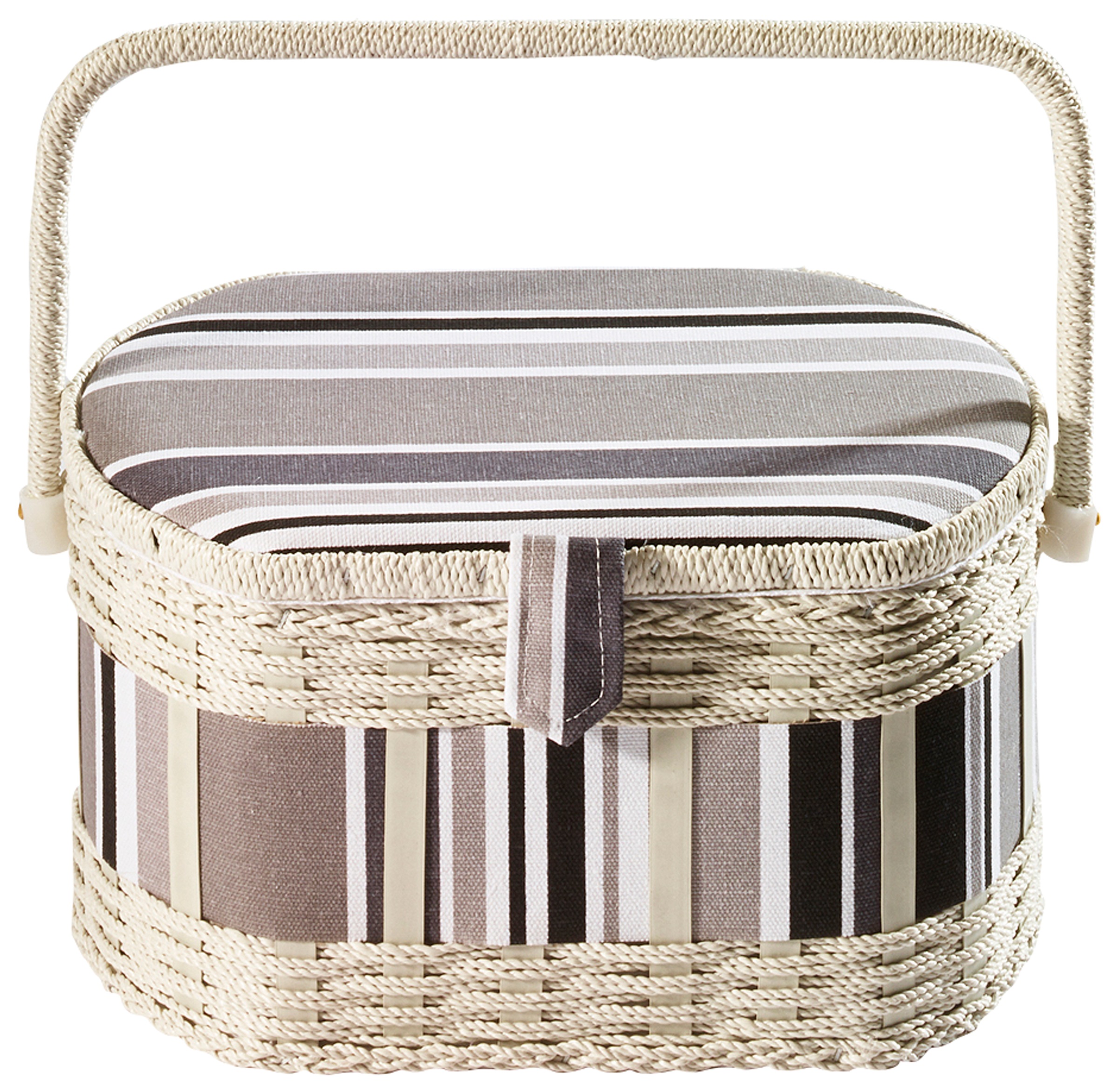 Image of locker Nähkorb, mit Streifenmuster und herausnehmbarem Organisationseinsatz bei Ackermann Versand Schweiz