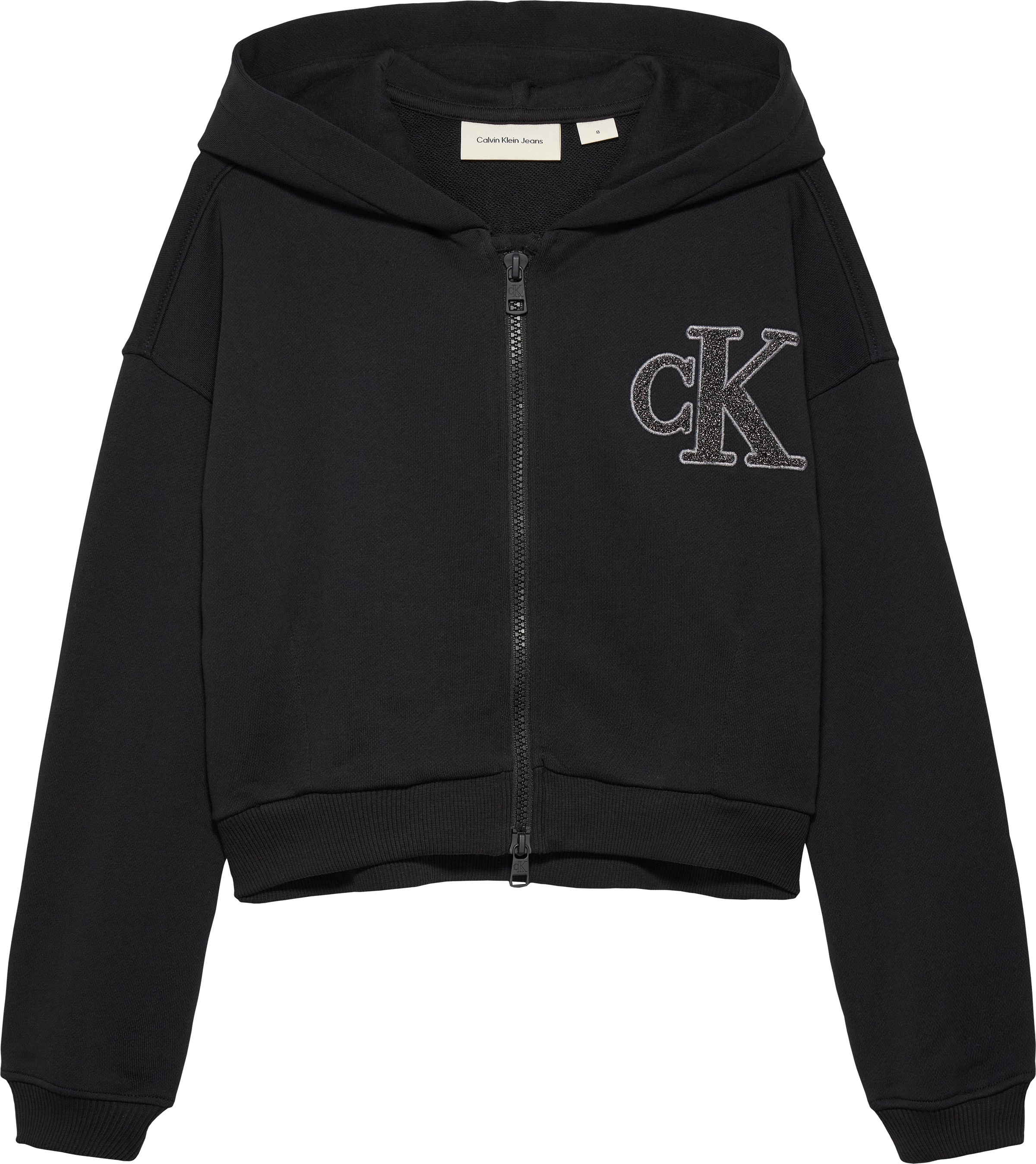 Calvin Klein Jeans Sweatjacke »CK LOGO TERRY ZIP THROUGH«, für Kinder bis 16 Jahre, mit Glitzer-Applikation