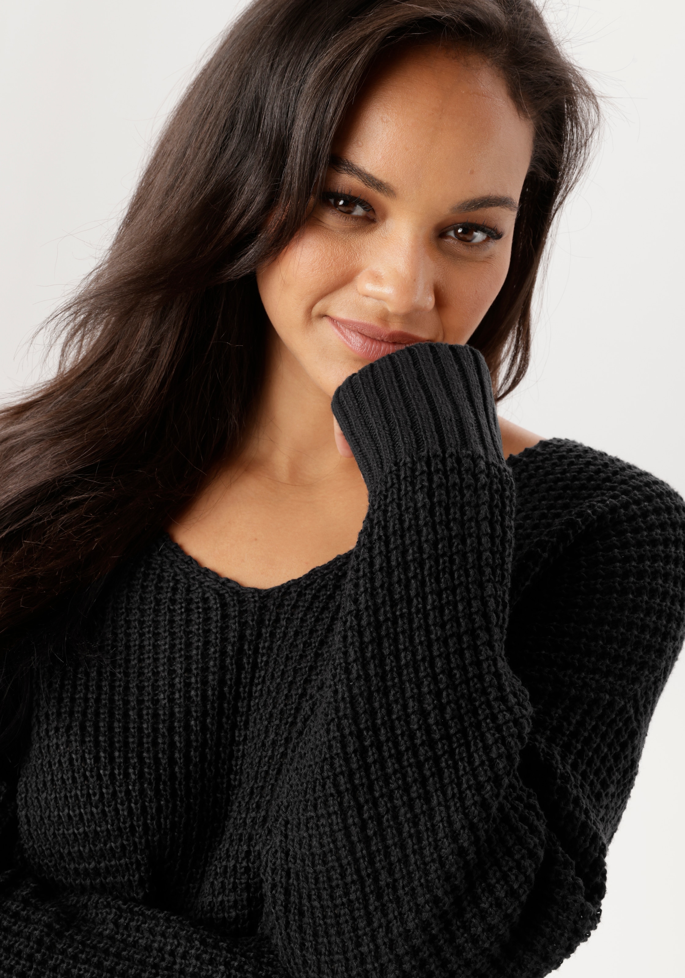 Aniston PLUS Pull en tricot im dezenten Ajour-Strickmuster