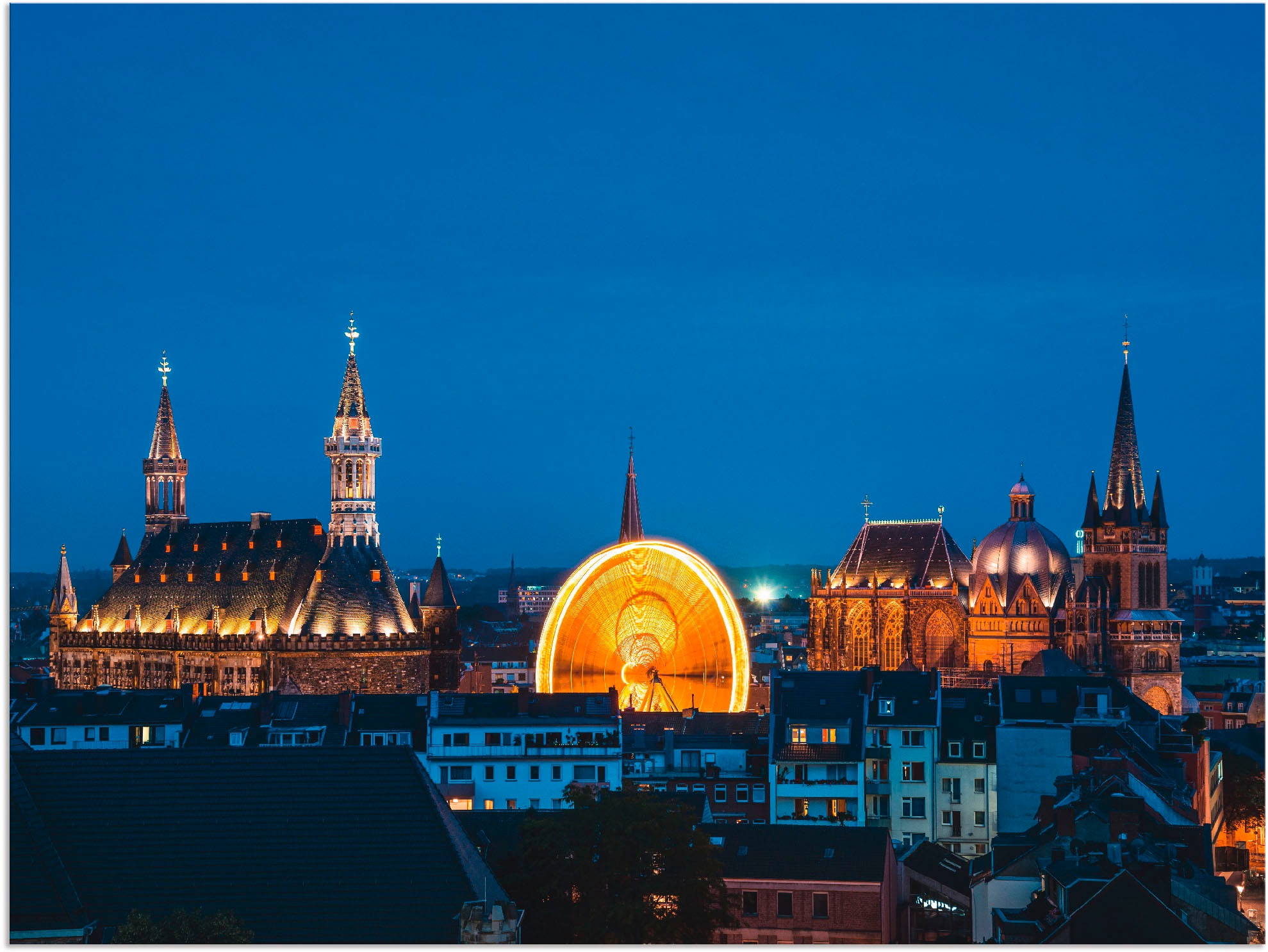 Image of Artland Wandbild »Aachen im Dunkeln«, Deutschland, (1 St.), in vielen Grössen & Produktarten - Alubild / Outdoorbild für den Aussenbereich, Leinwandbild, Poster, Wandaufkleber / Wandtattoo auch für Badezimmer geeignet bei Ackermann Versand Schweiz