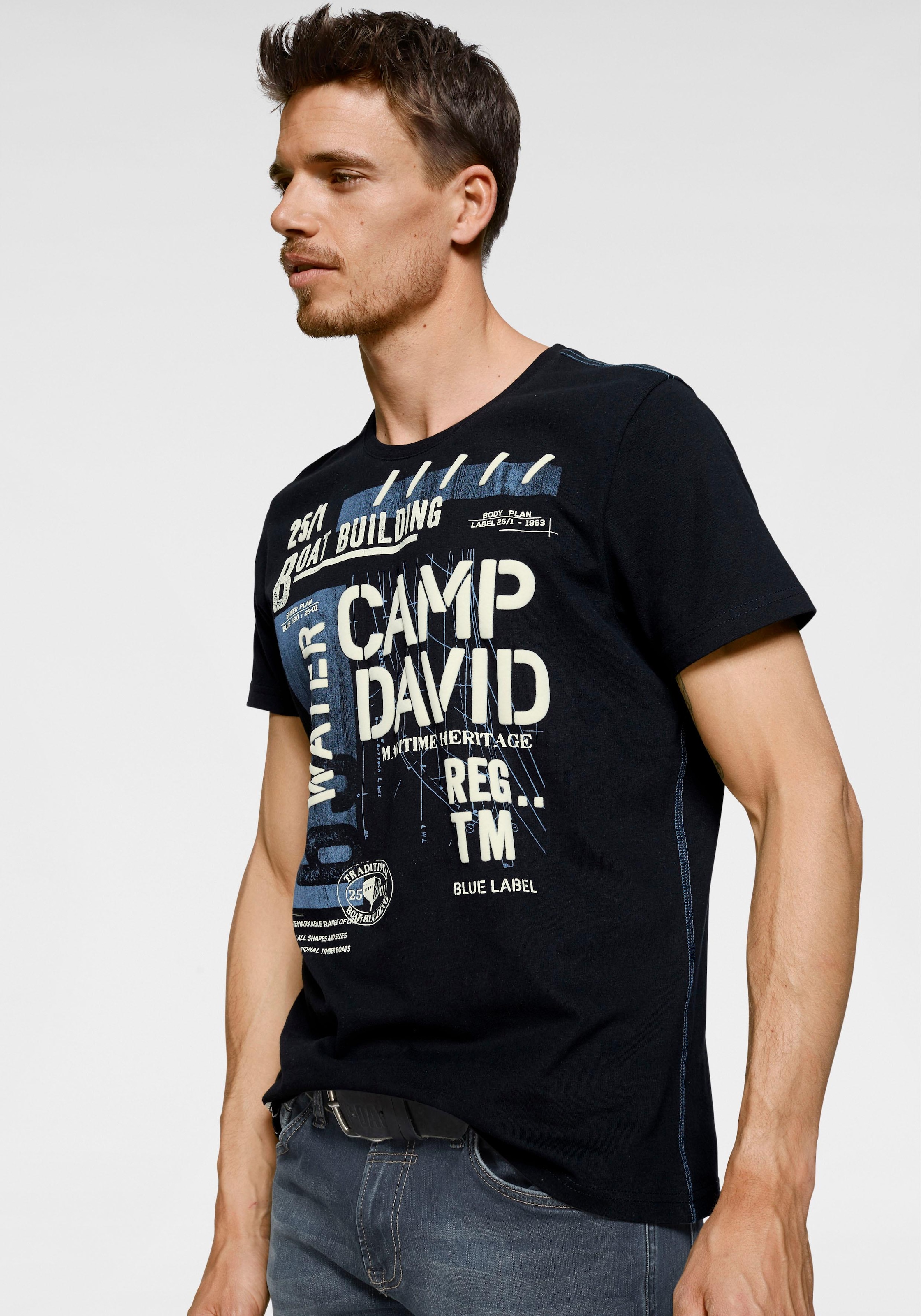 Image of CAMP DAVID T-Shirt, mit markantem Frontdruck bei Ackermann Versand Schweiz