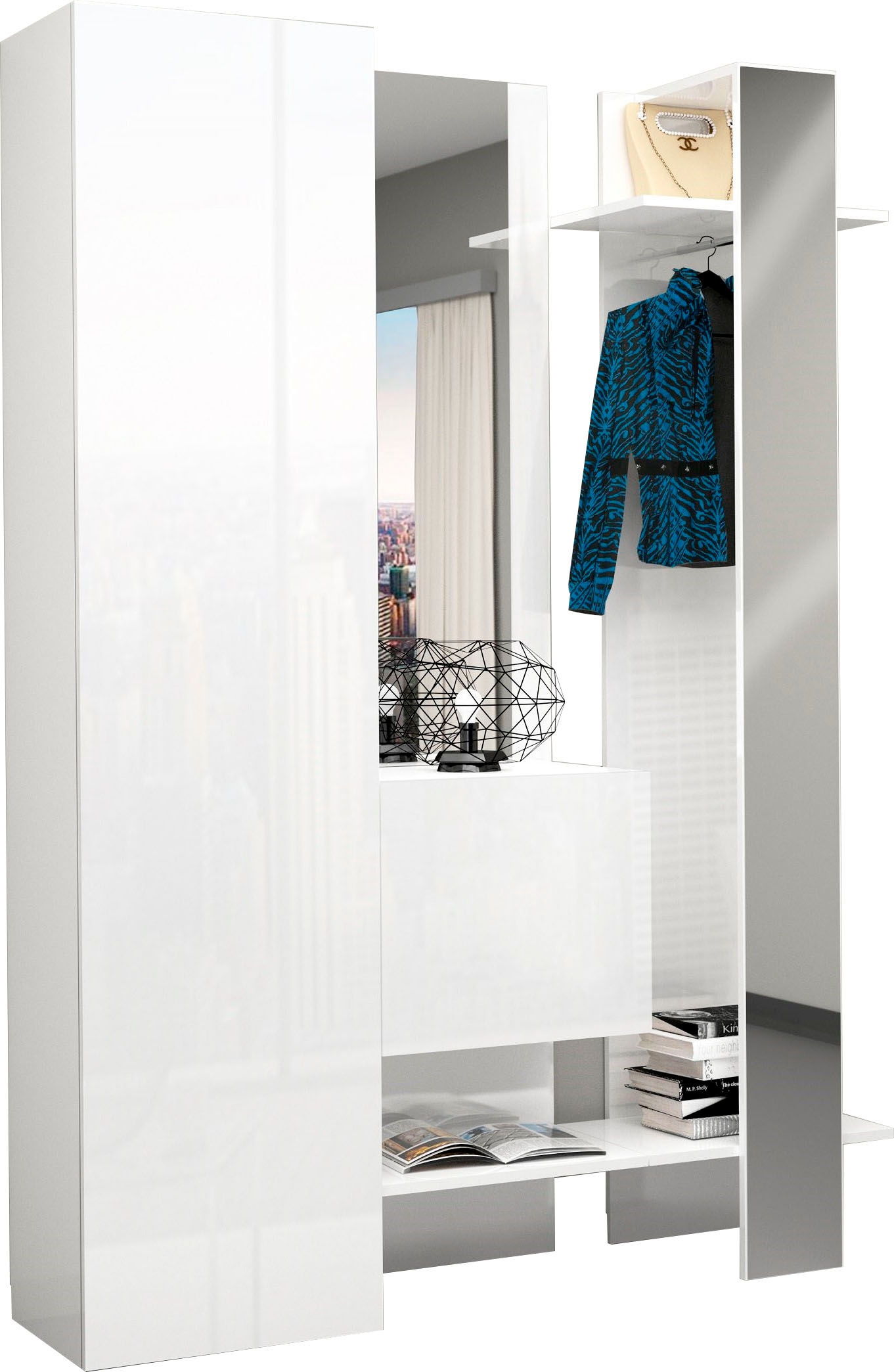 Image of Home affaire Garderoben-Set "Kompakt" 3-er Set: Schuhschrank, Schuhfach, Garderobenpaneel mit Spiegel.