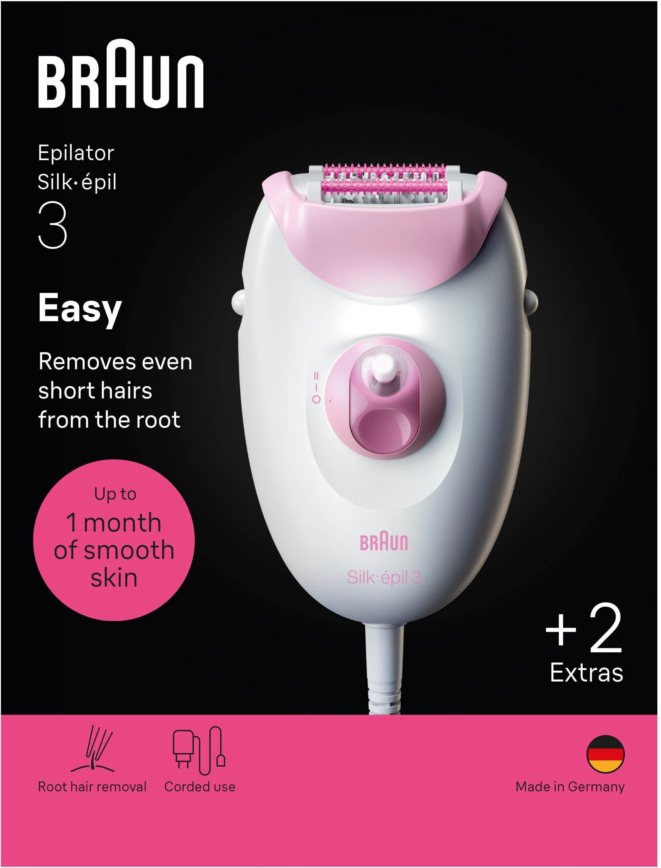 Braun Épilateur »Silk-épil 3 SE3-031« épilateur filaire, tête rasoir et tondeuse