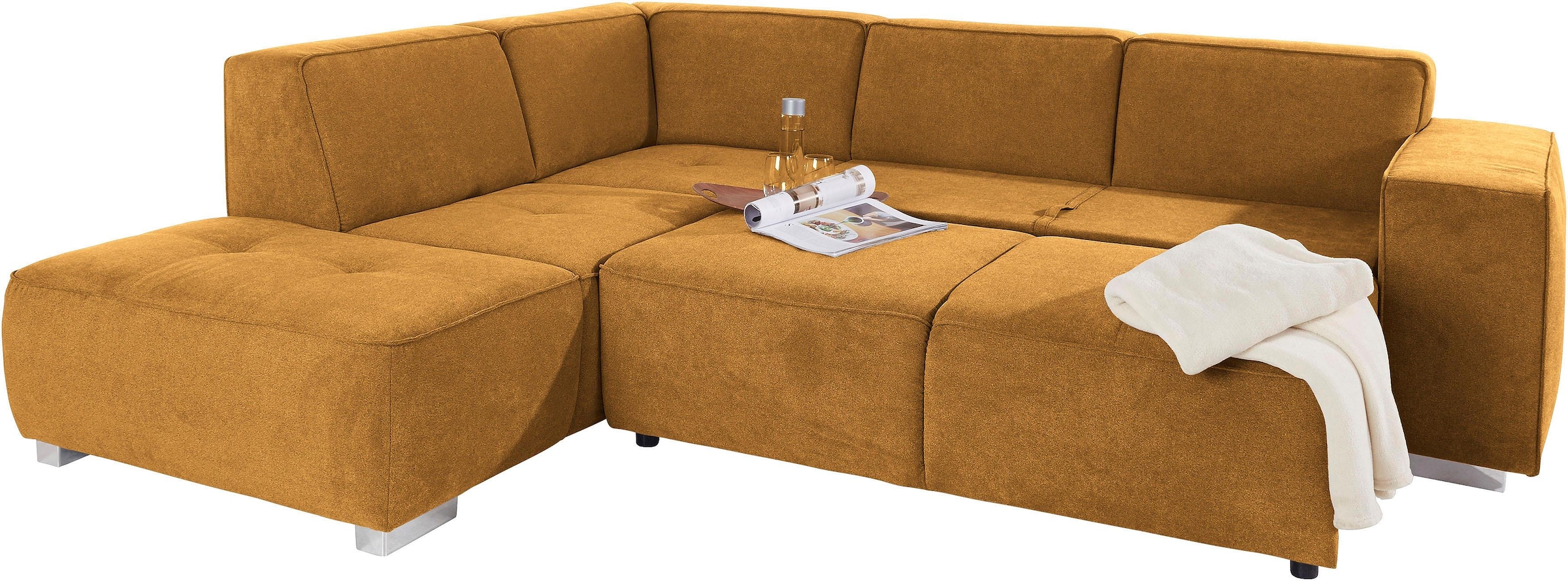 INOSIGN Ecksofa »Sapporo L-Form«, wahlweise Bettfunktion oder Sitztiefenverstellung, Federkern