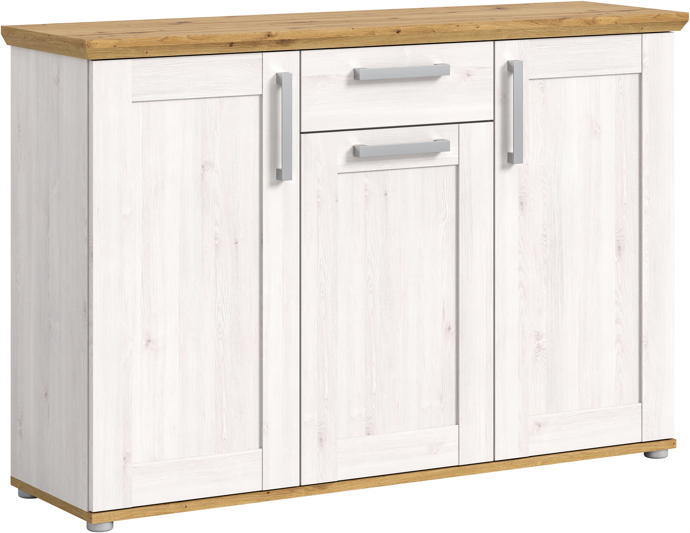 Home affaire Kommode "COSENZA, Breite 137 cm, 3 Türen, 1 Schubkasten" in Landhausoptik, Anrichte, Schrank, Sideboard