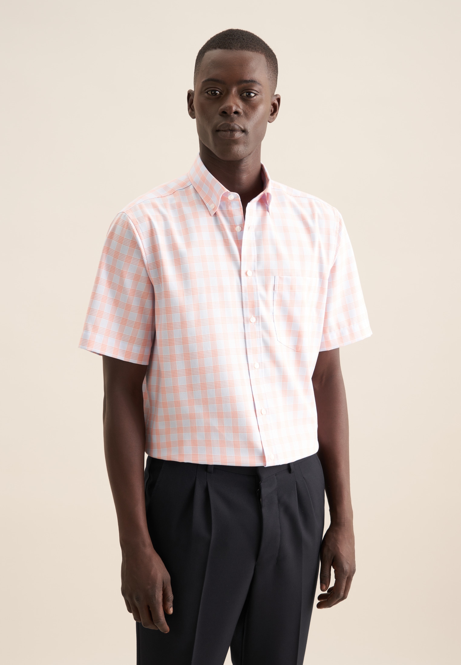 Image of seidensticker Businesshemd "Comfort" Comfort 1/2 Button-Down-Kragen Karo