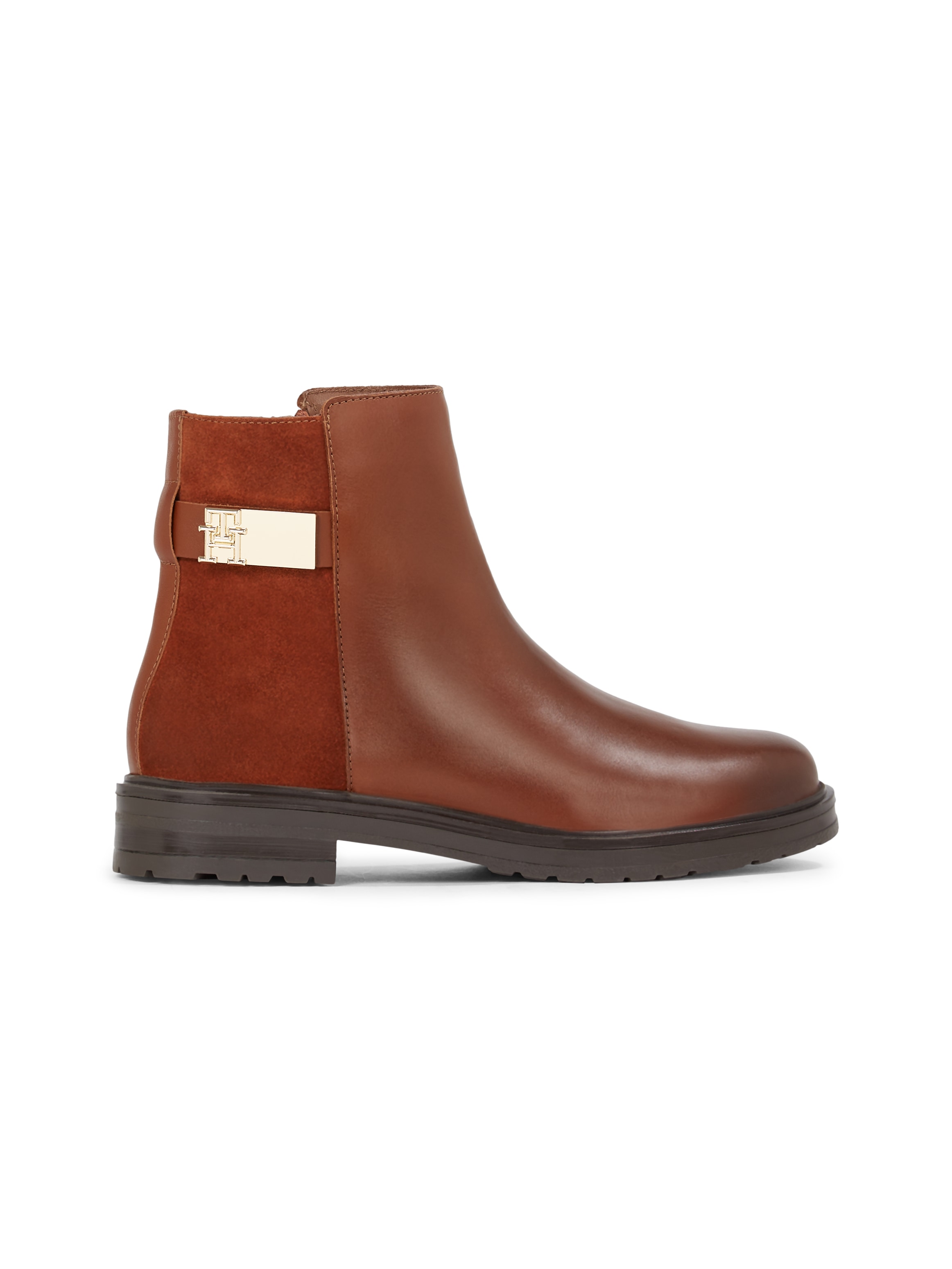 Tommy Hilfiger Stiefelette »TH LOGO LEATHER MIX CHELSEA«, Blockabsatz, Businesschuh, Boots mit TH-Schmuckelement