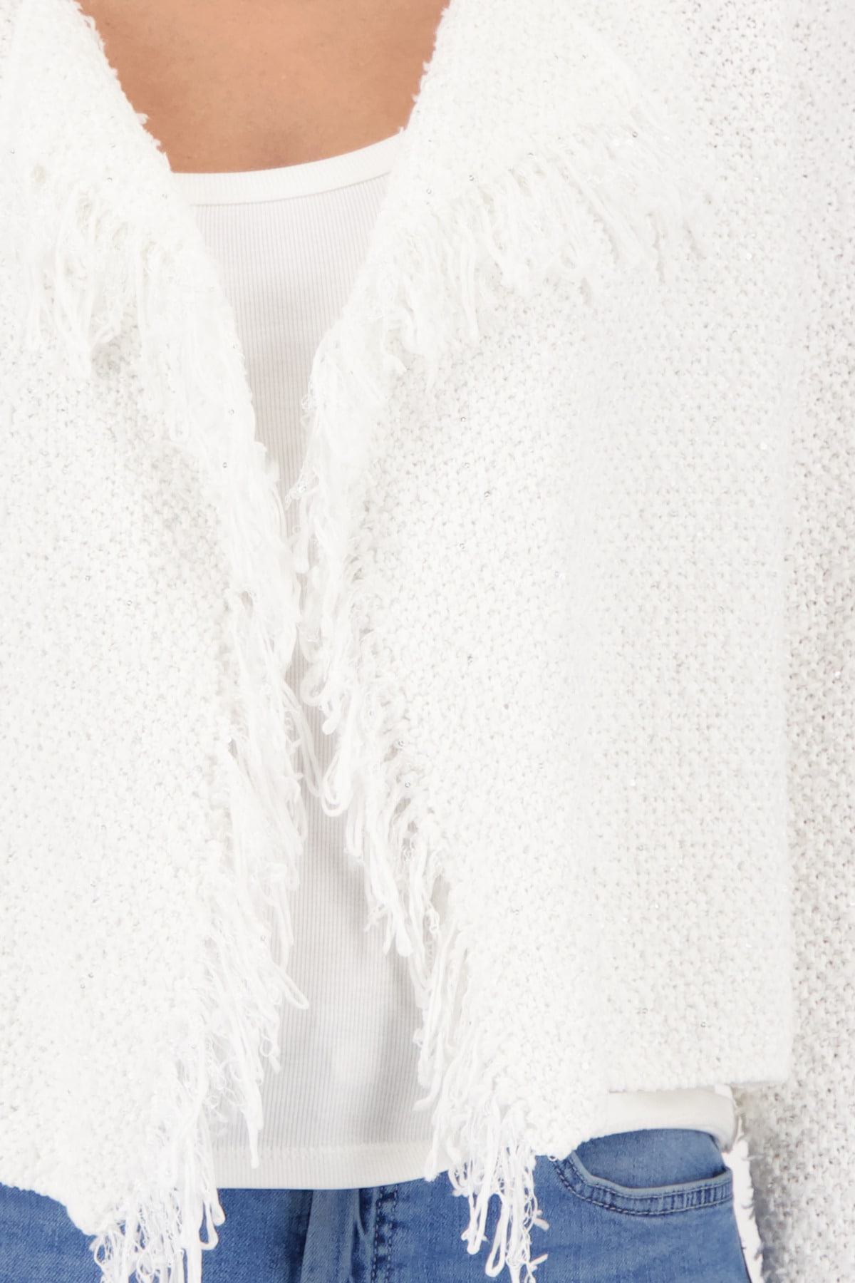 Monari Veste en tricot »Jacke Strickjacke Fransen« Regular fit mit Fransen