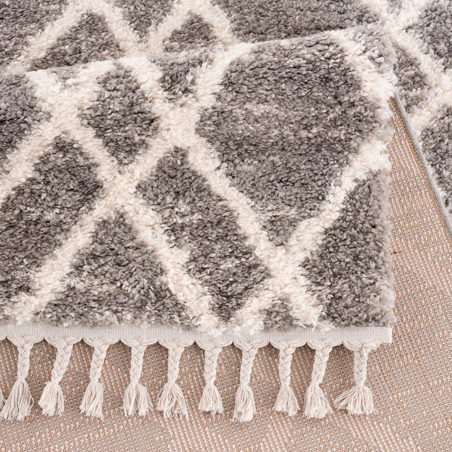 Carpet City Hochflor-Teppich »Pulpy 540«, rechteckig, 30 mm Höhe, besonders weich, mit Fransen, Rauten-Optik