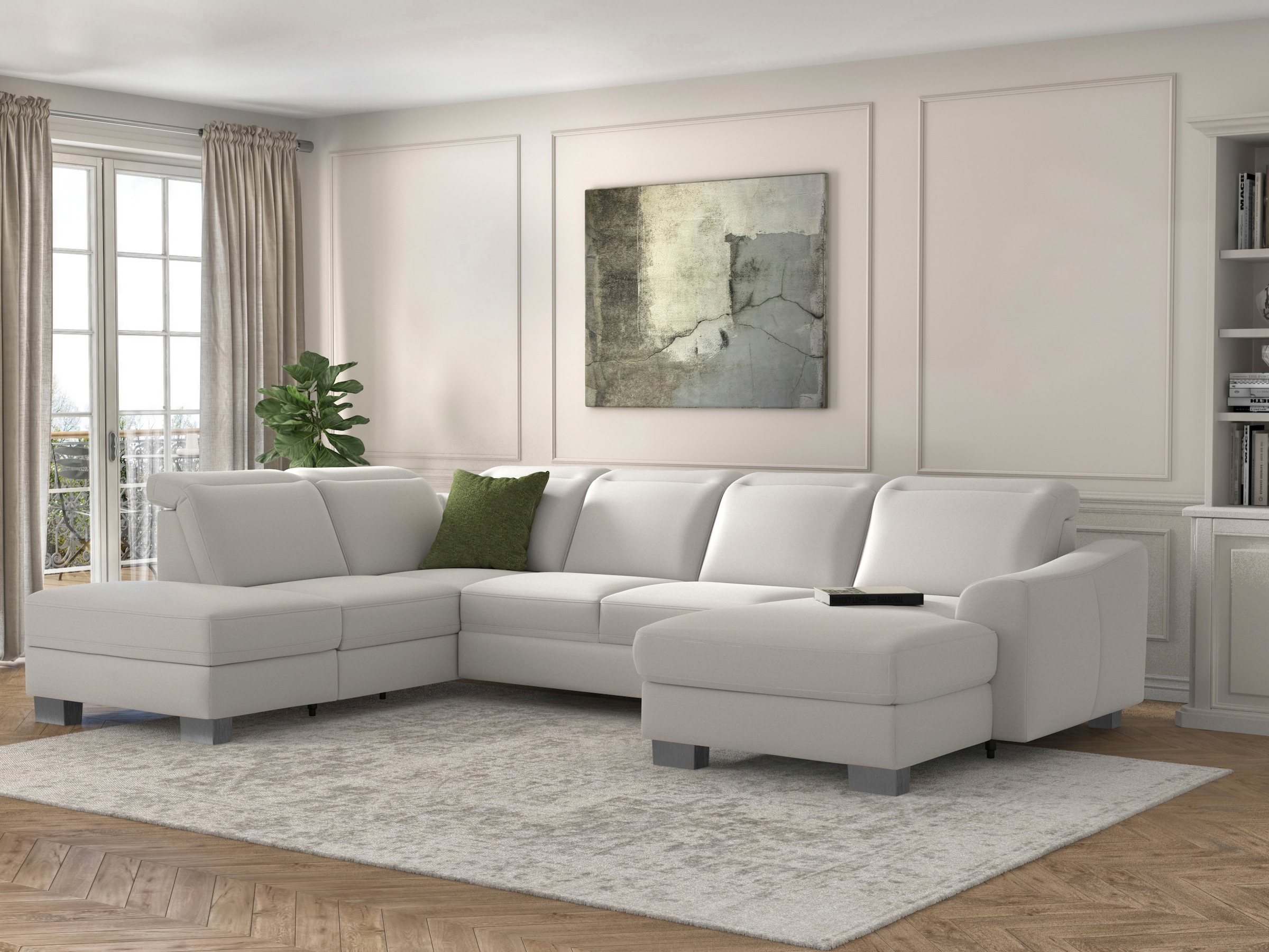 Image of sit&more Wohnlandschaft "Dundee U-Form" mit Federkern und Edelstahlfüssen, wahlweise mit Kopfteilverstellung