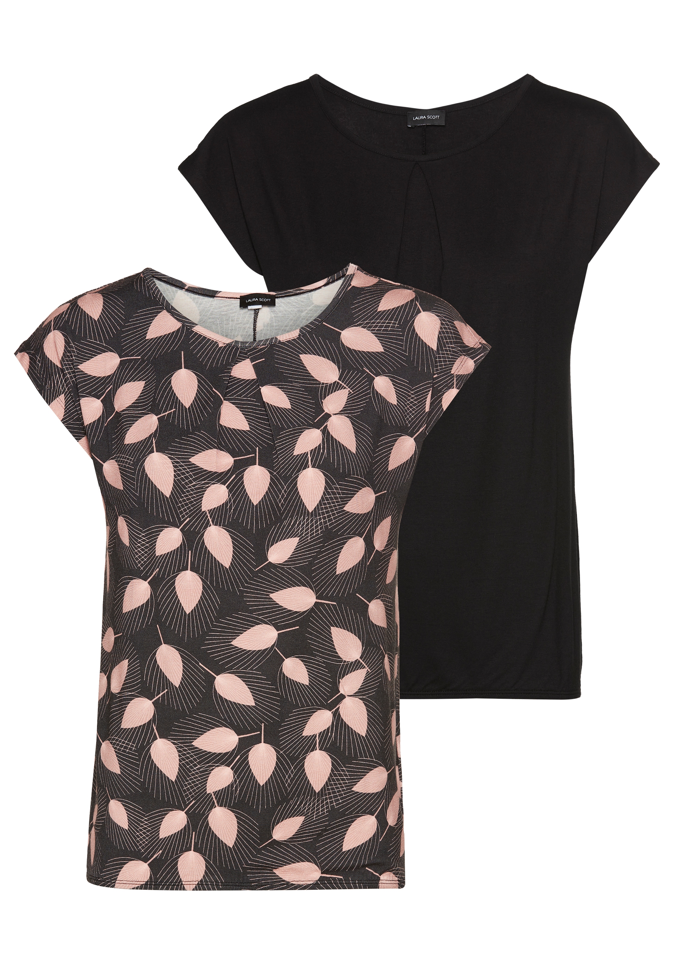 Laura Scott T-Shirt, (Packung, 2 tlg.), mit floralem Print - NEUE KOLLEKTION