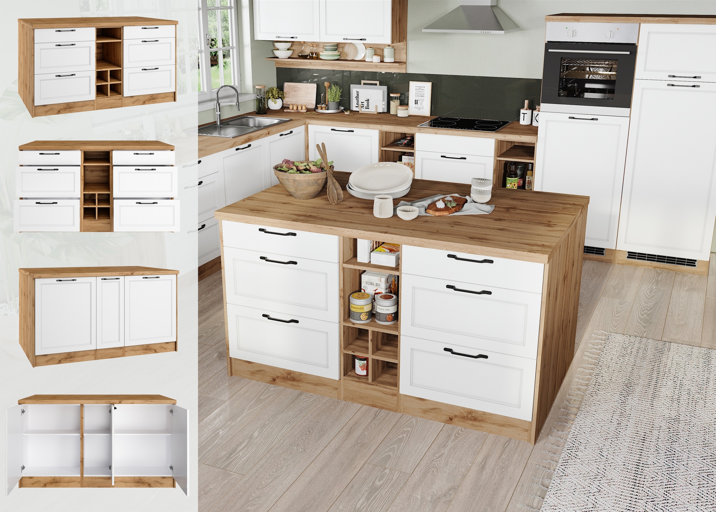 Image of KOCHSTATION Kücheninsel "KS-Lana, Breite 153 cm" MDF-Fronten, Arbeitsplatte 38mm stark