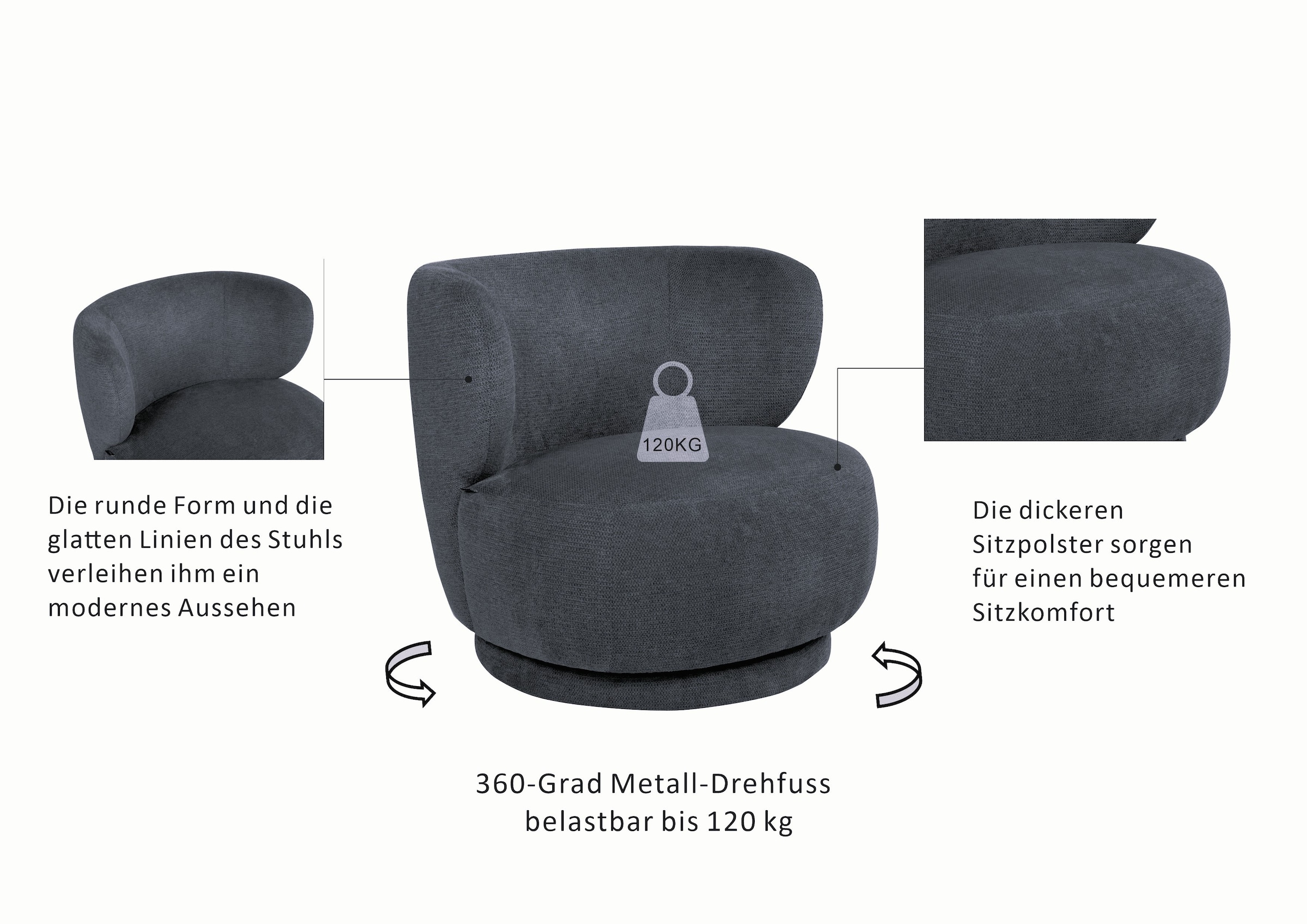 Home affaire Fauteuil pivotant »ANNELIN, Loungesessel, Clubsessel«