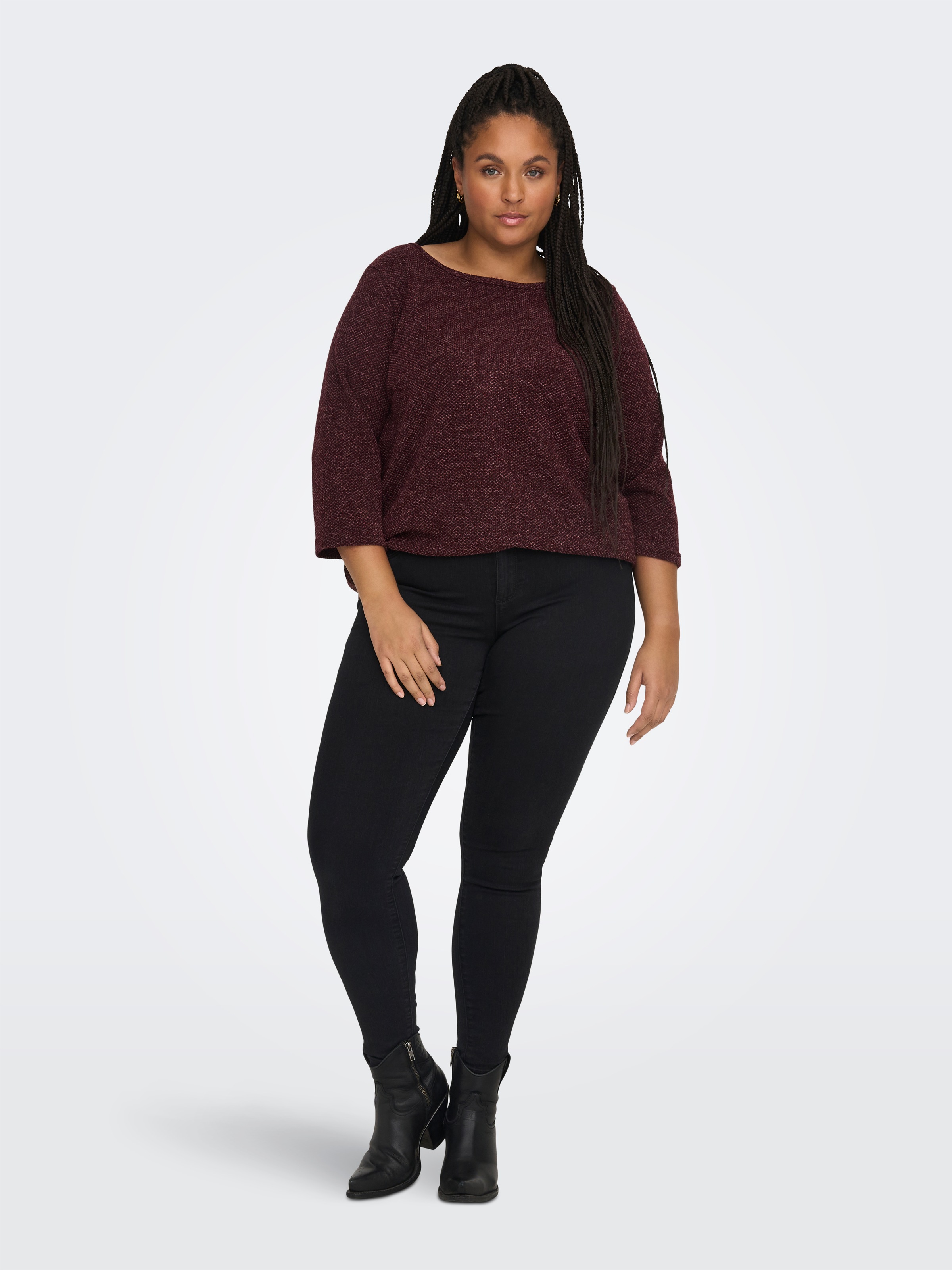 ONLY CARMAKOMA 3/4-Arm-Shirt »CARMARTHA 3/4 TOP« Kunstfaser, loose fit