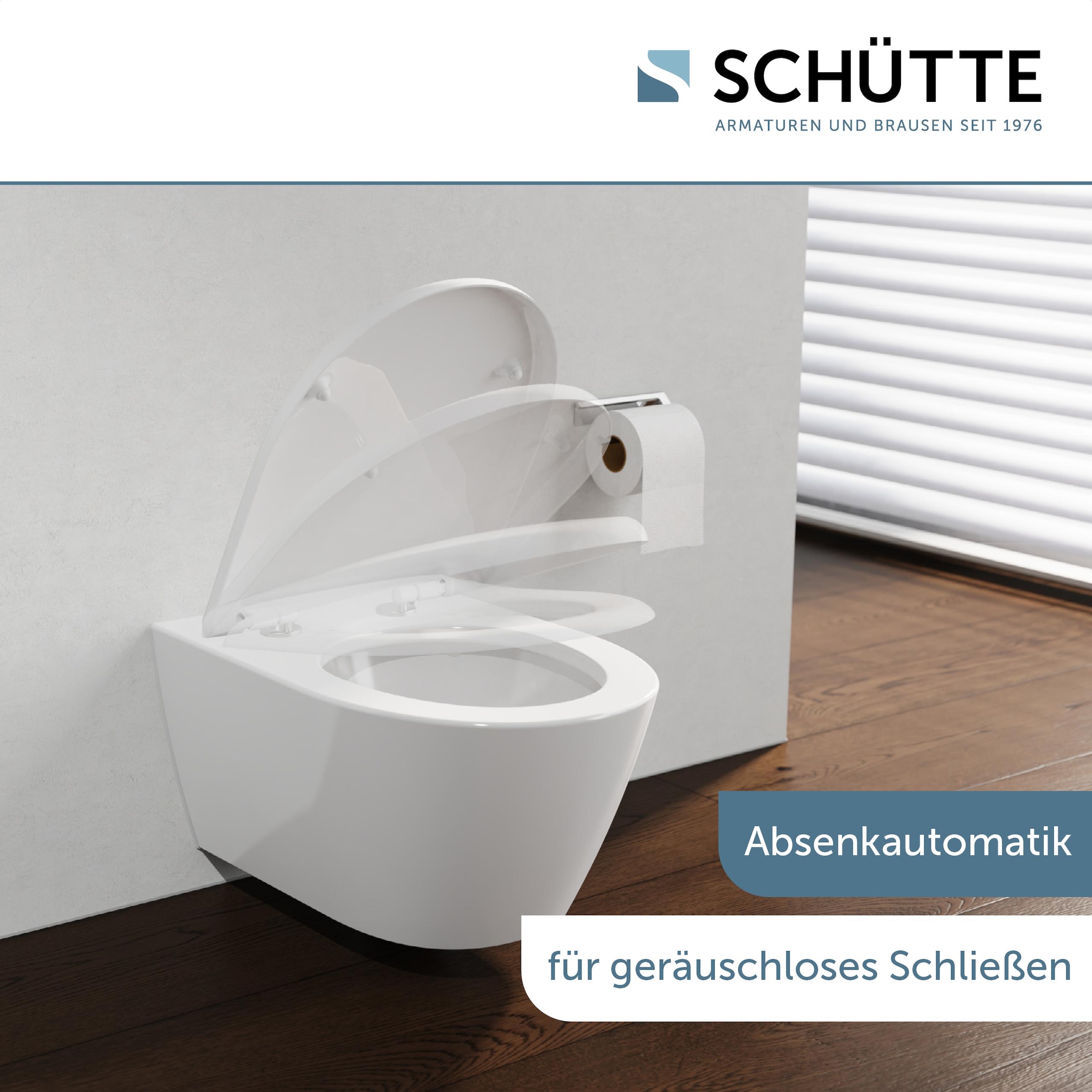 Schütte WC-Sitz »Duroplast, WHITE D-Form PRO« WC-Sitz, Befestigungsmaterial, Montageanleitung,  mit Absenkautomatik und Schnellverschluss