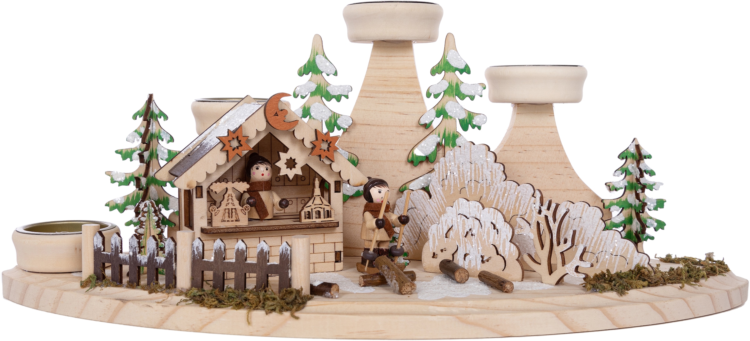 Myflair Möbel & Accessoires Teelichthalter »Weihnachtsdeko« Winterlandschaft aus Holz