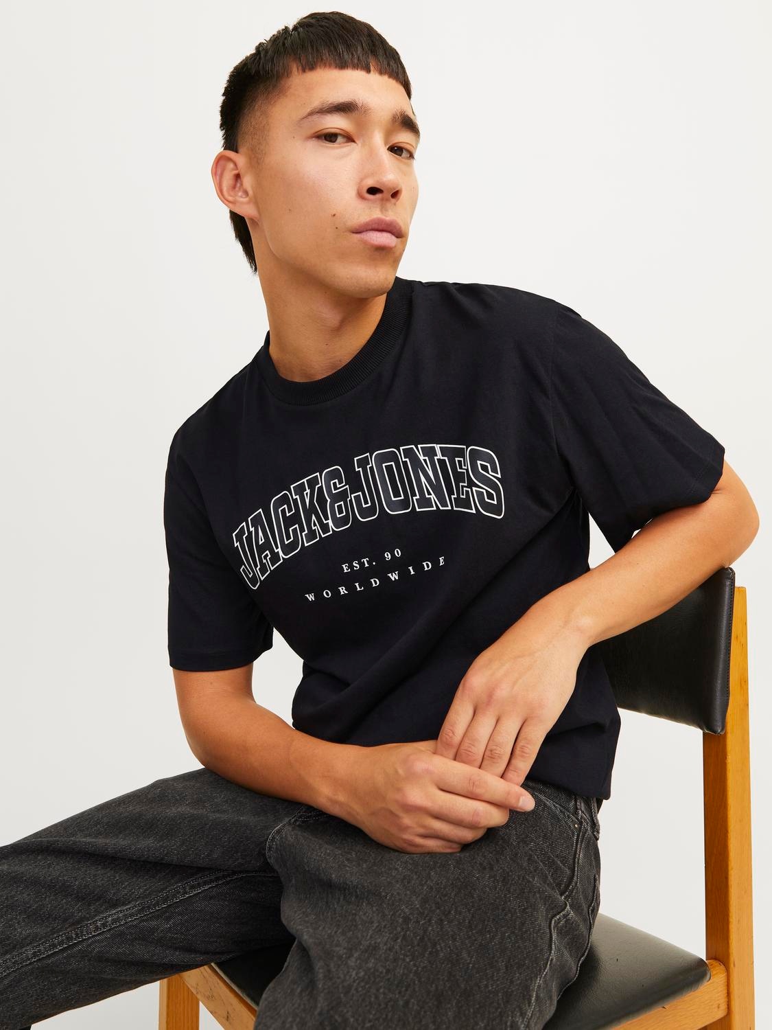 Jack & Jones Rundhalsshirt »JJECALEB VARSITY TEE SS O-NECK NOOS«