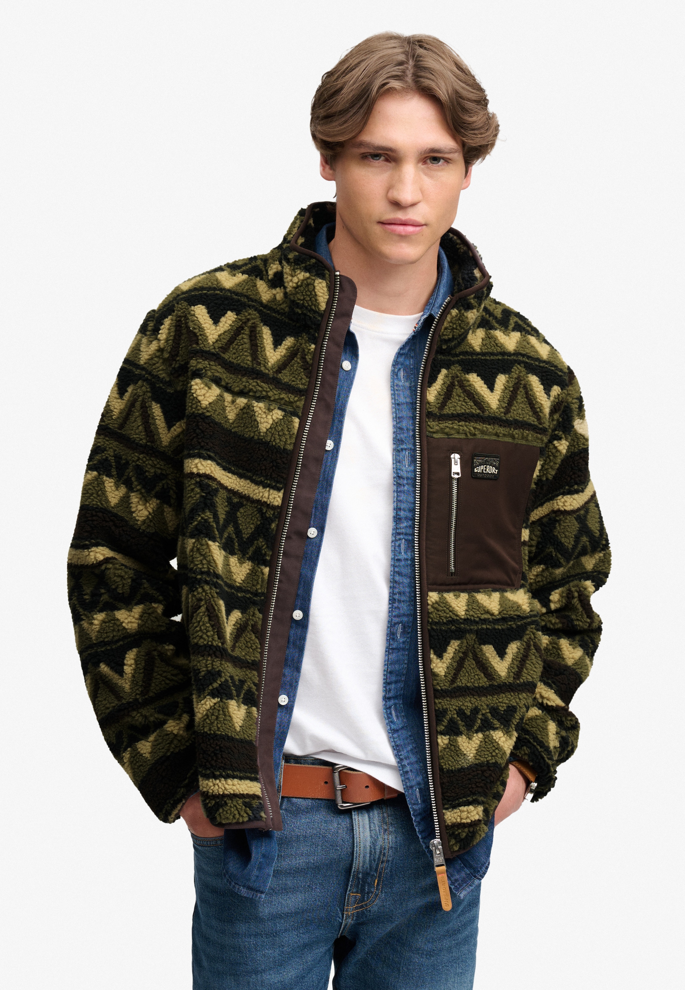 Image of Superdry Sweatjacke "ABSTRACT FLEECE ZIP THROUGH" Kunstfaser, relaxed fit