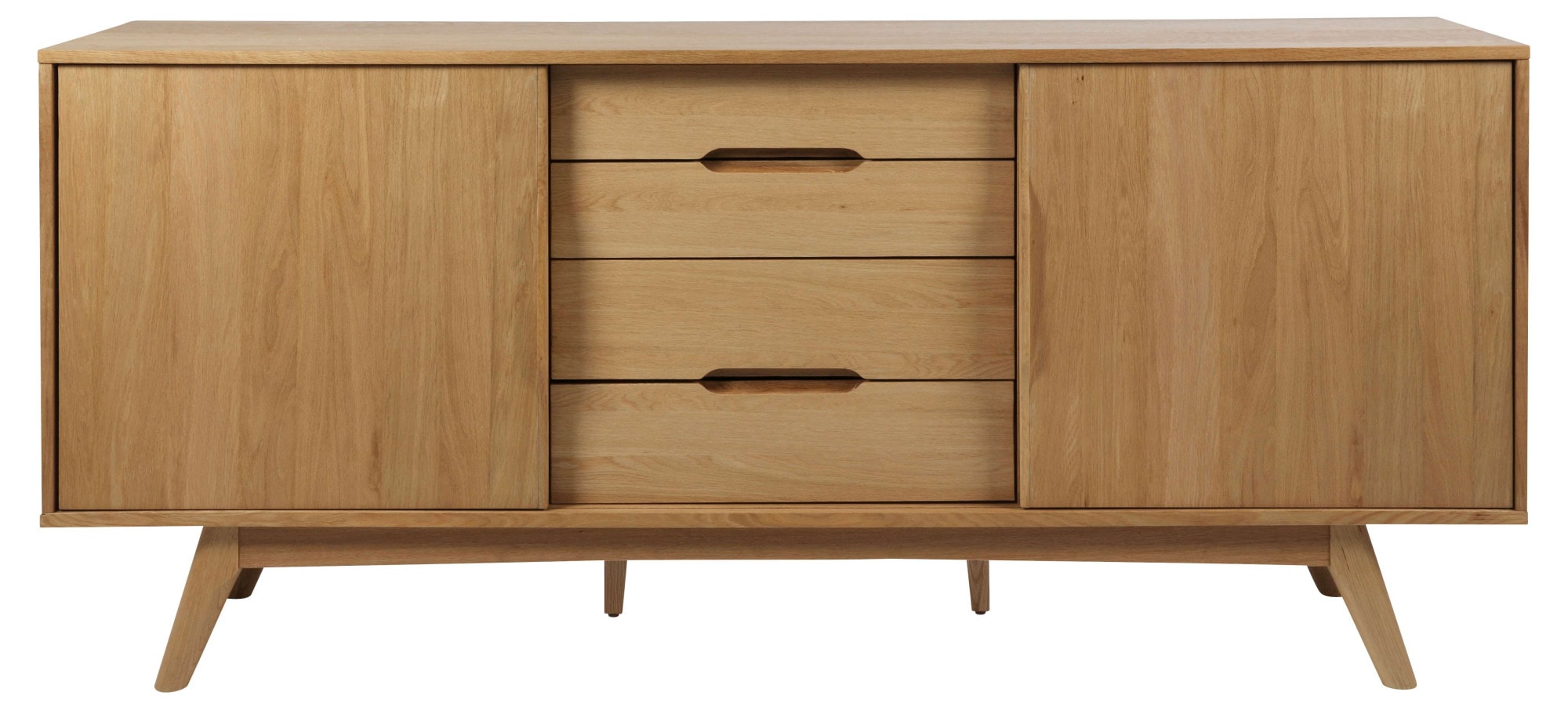 Image of ACTONA GROUP Sideboard "Marte" Anrichte, Eiche/Furnier, 2 Schiebetüren, 4 Schubladen, Breite 180 cm