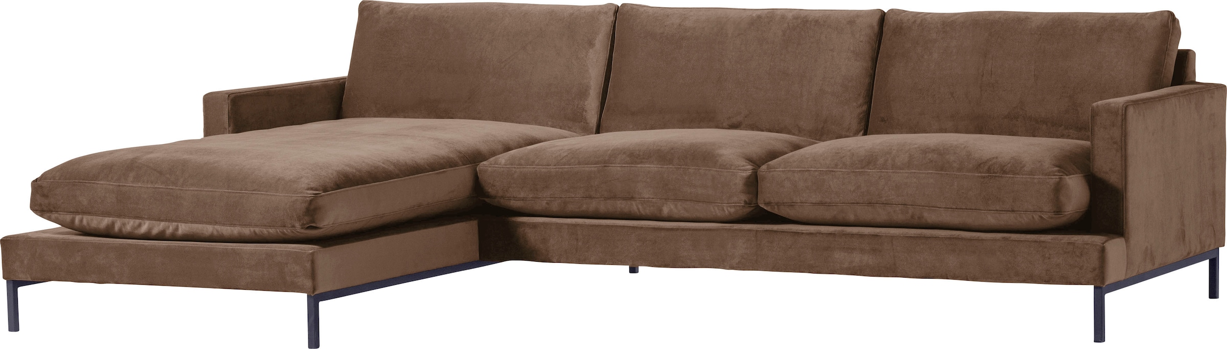 andas Ecksofa »Welland, L-Form,« mit schwarzen Metallfüssen, mit Federfüllung im Sitz- und Rückenkissen