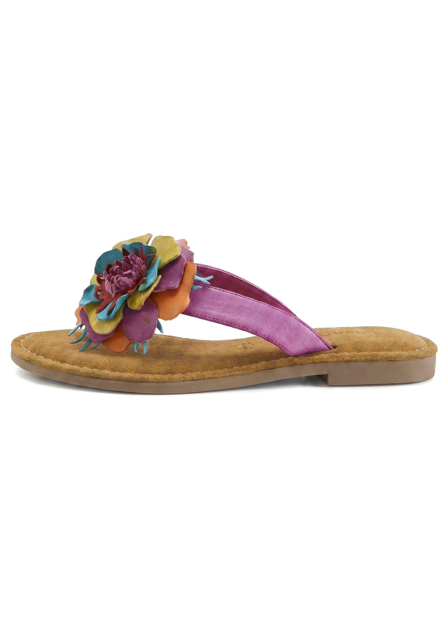 LASCANA Pantolette »Sommerschuh, offener Schuh, Mule, Sandale,«  NEU aus Leder mit raffinierter Blumen-Applikation