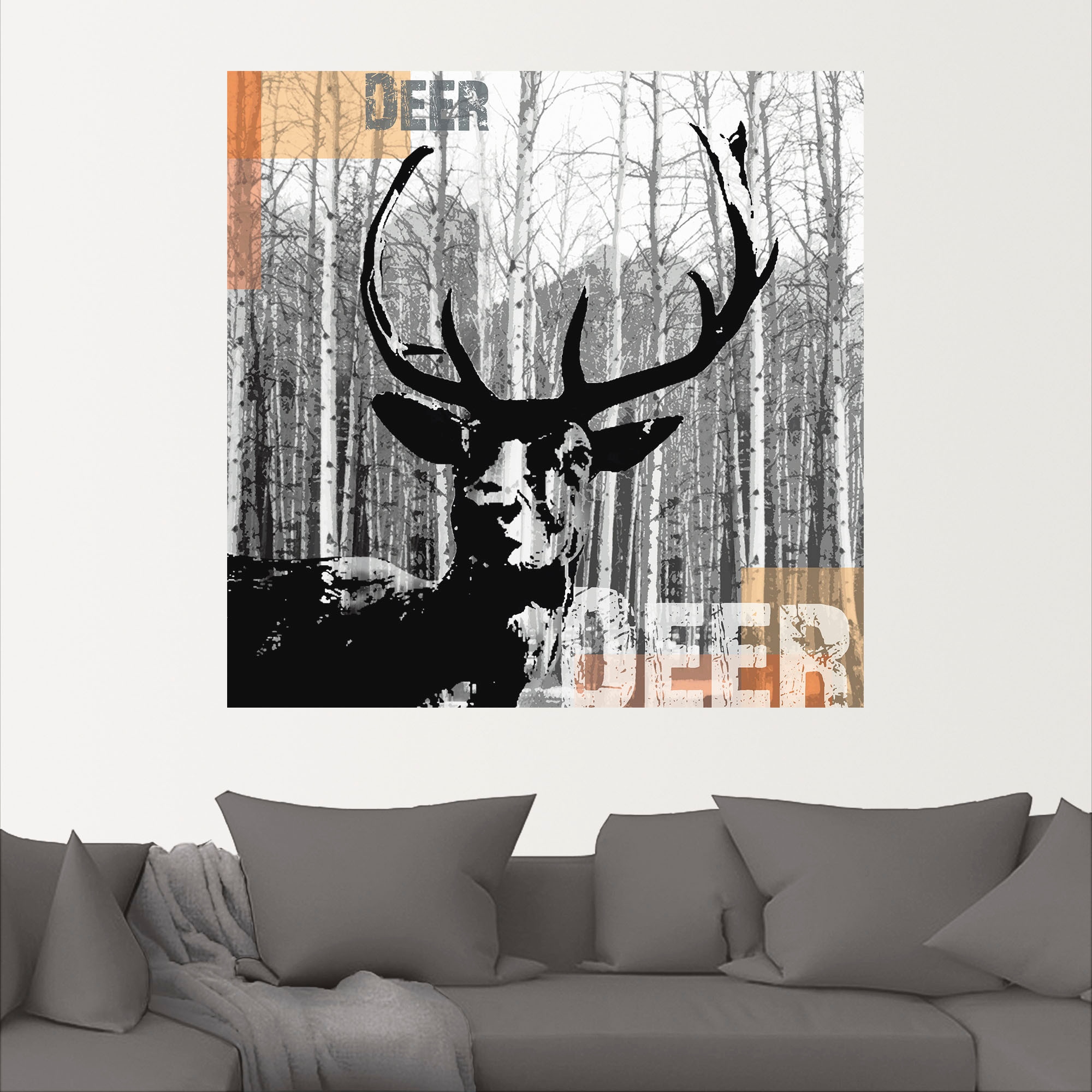 Artland Wandbild »Hirsch Collage«, Wildtiere, (1 St.), als Leinwandbild, Poster, Wandaufkleber in verschied. Grössen