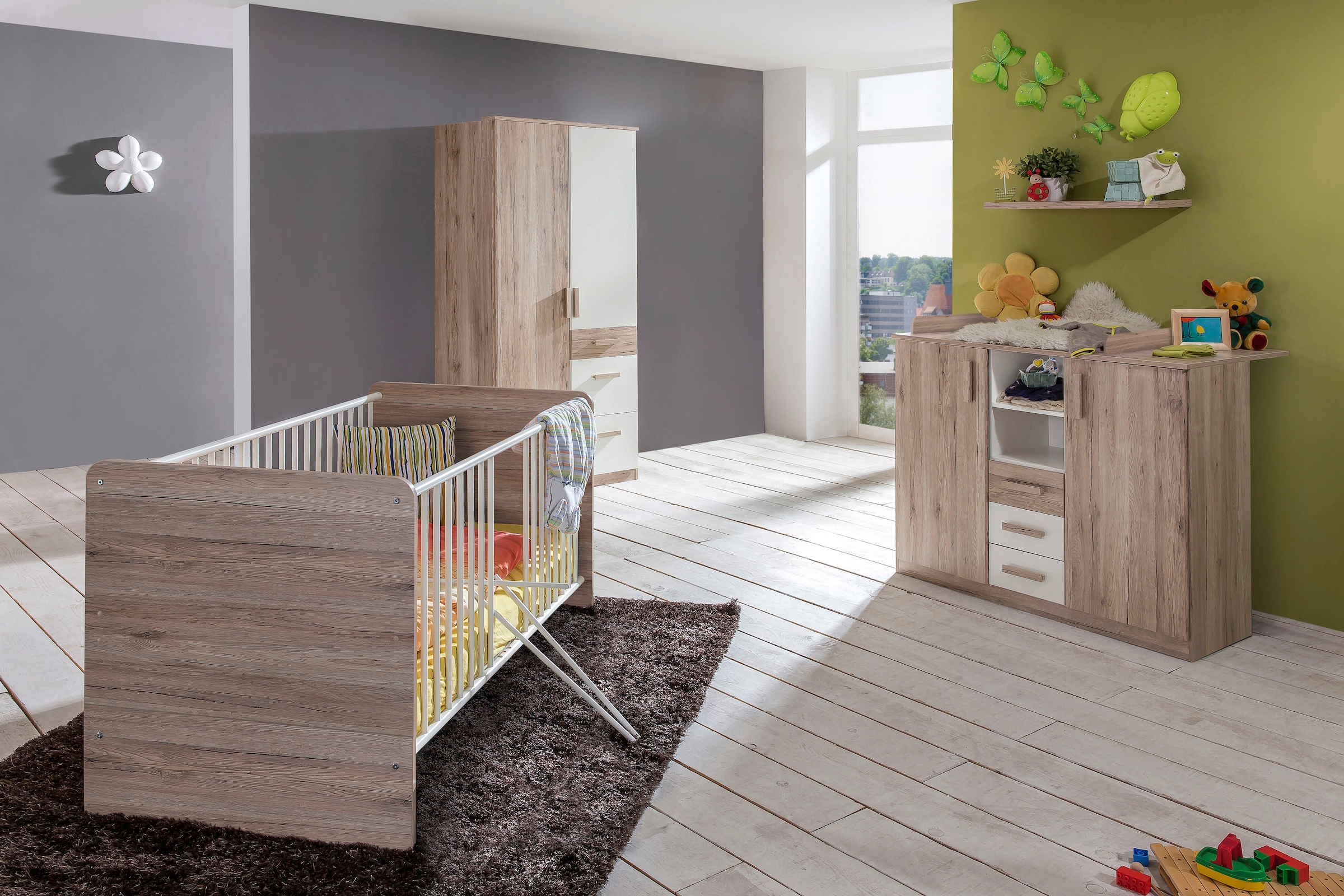 Image of Wimex Babyzimmer-Komplettset "Bergamo" Set, 3 Stk. tlg. Bett + Wickelkommode + 2 trg. Schrank