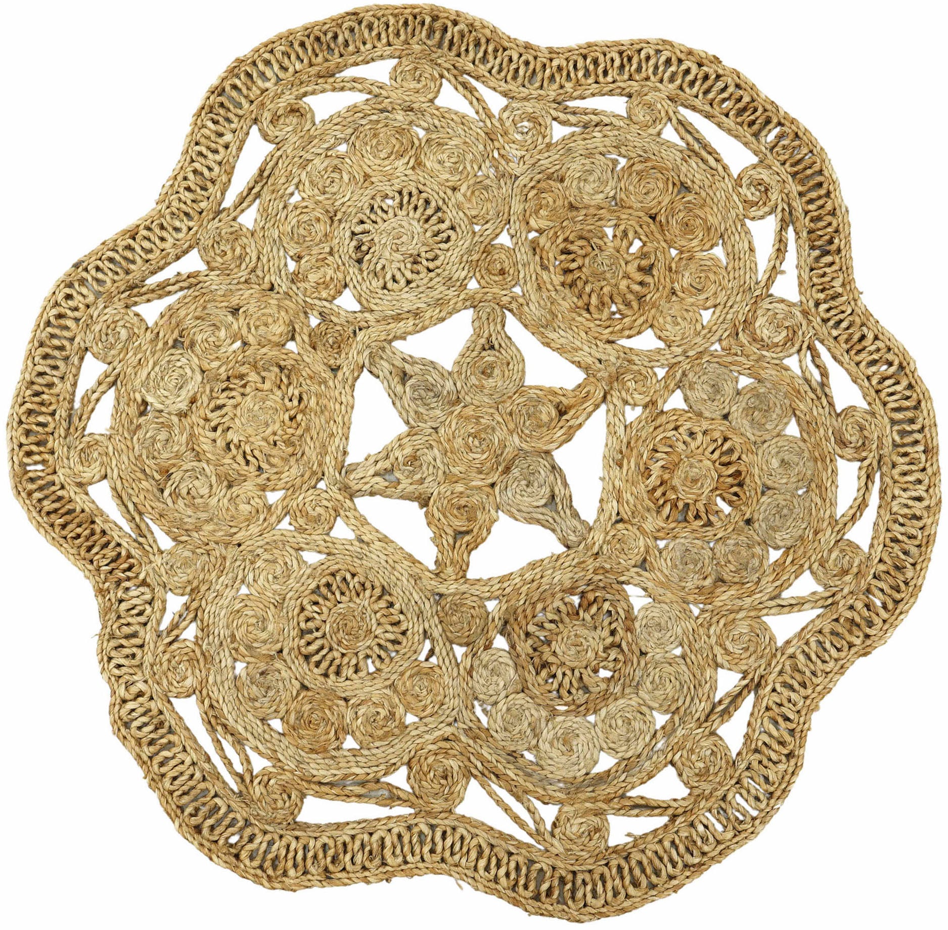 Image of carpetfine Sisalteppich "Juteteppich Paul" rund 13 mm Höhe natürliches Pflanzenmaterial von Hand gewebt, Boho Style