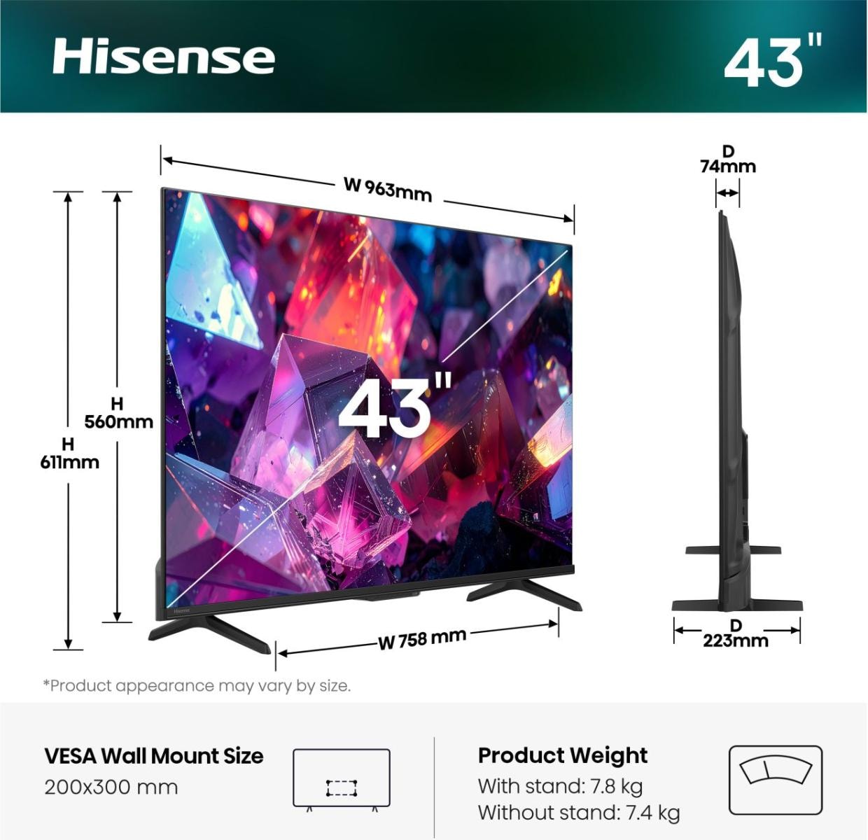 Hisense Téléviseur QLED »43E7S PRO« 108 cm/43 ″