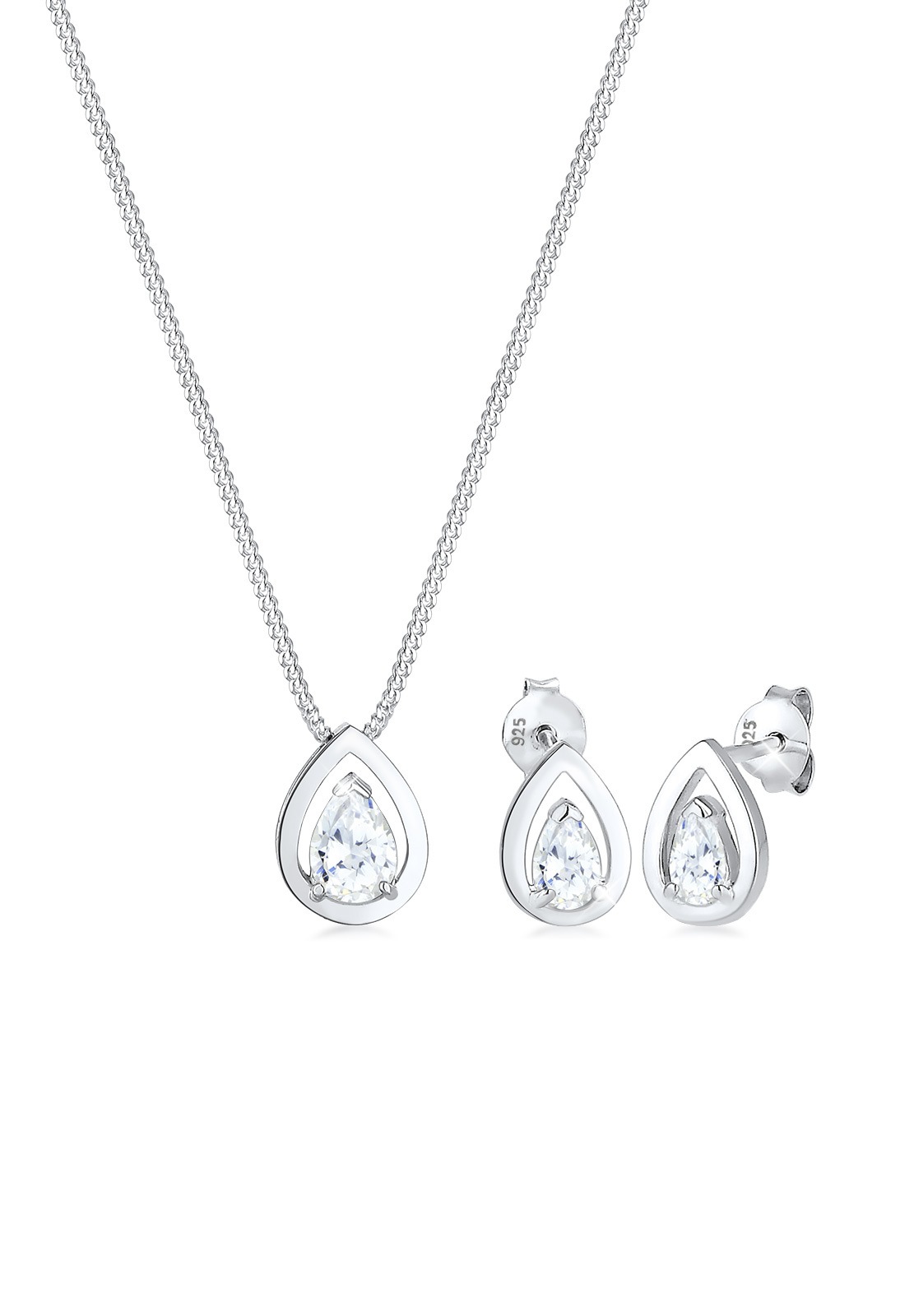 Image of Elli Schmuckset »Tropfen Drop Zirkonia Klassik 925 Sterling Silberfarben« bei Ackermann Versand Schweiz