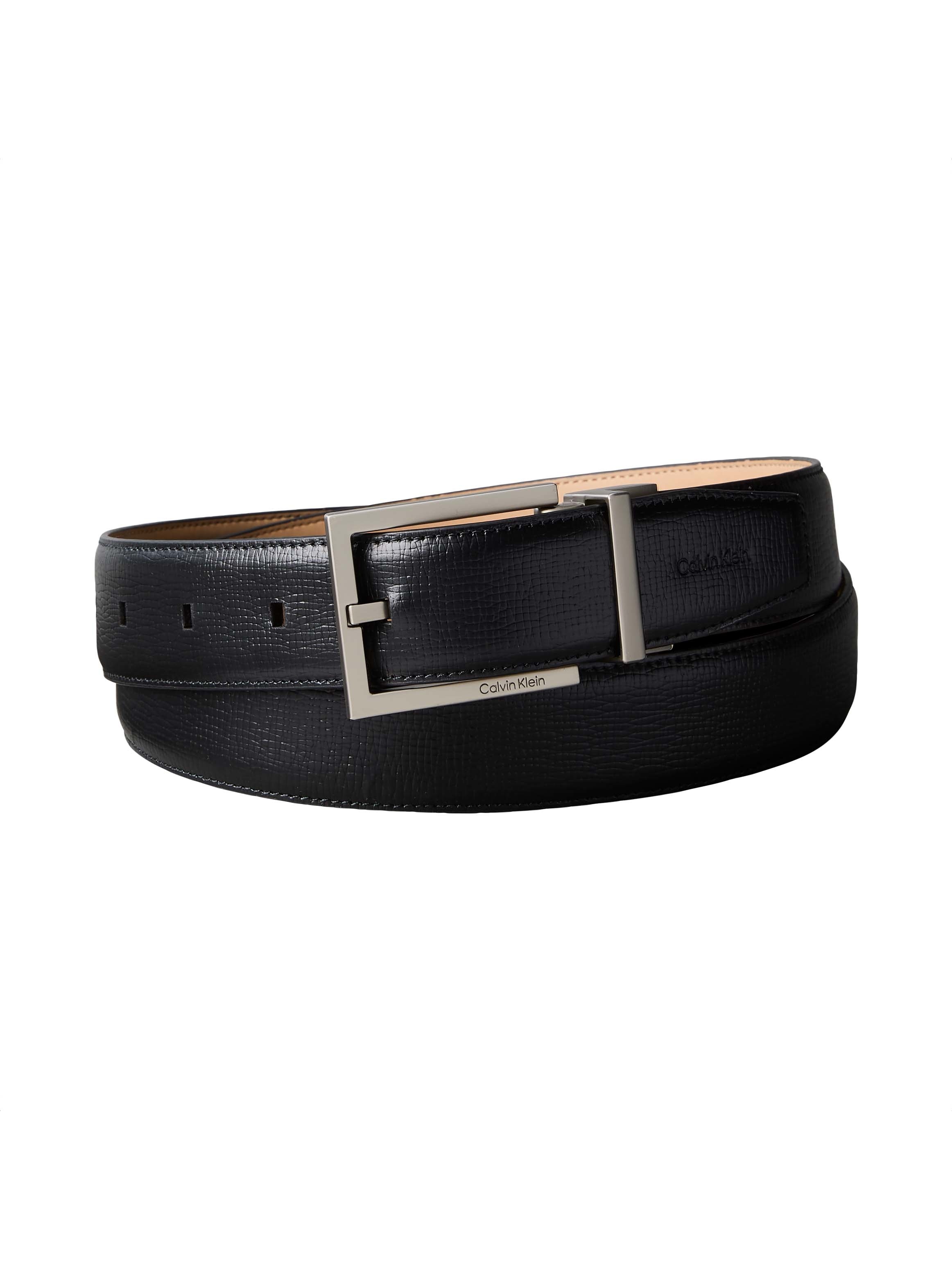 Image of Calvin Klein Ledergürtel "SQUARE BUCKLE SAFFIANO 32MM ADJ" Grössenverstellbar mit Metallschliesse