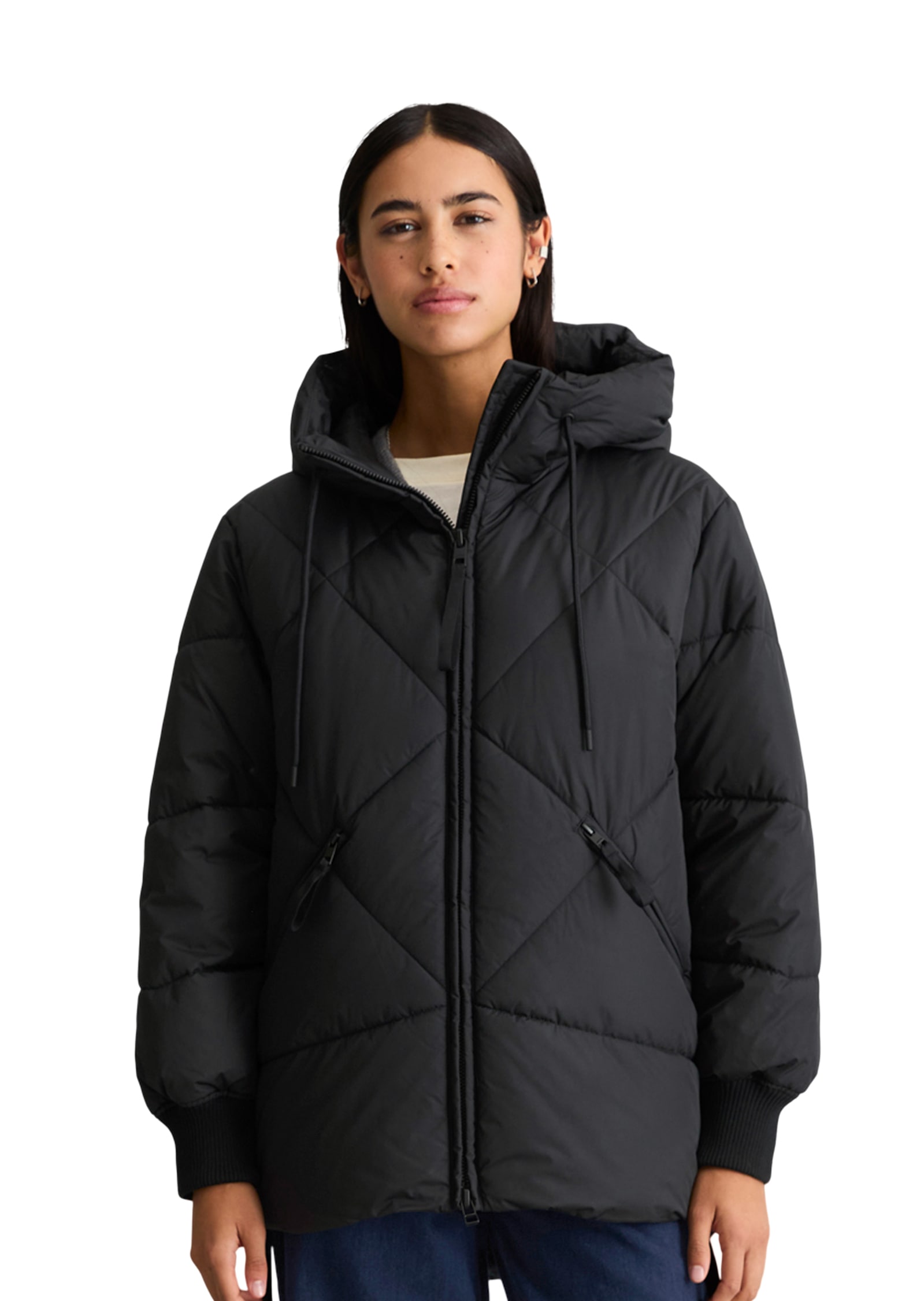 Image of Marc OPolo DENIM Steppjacke mit Kapuze relaxed aus recyceltem Polyester, mit Rautensteppmuster