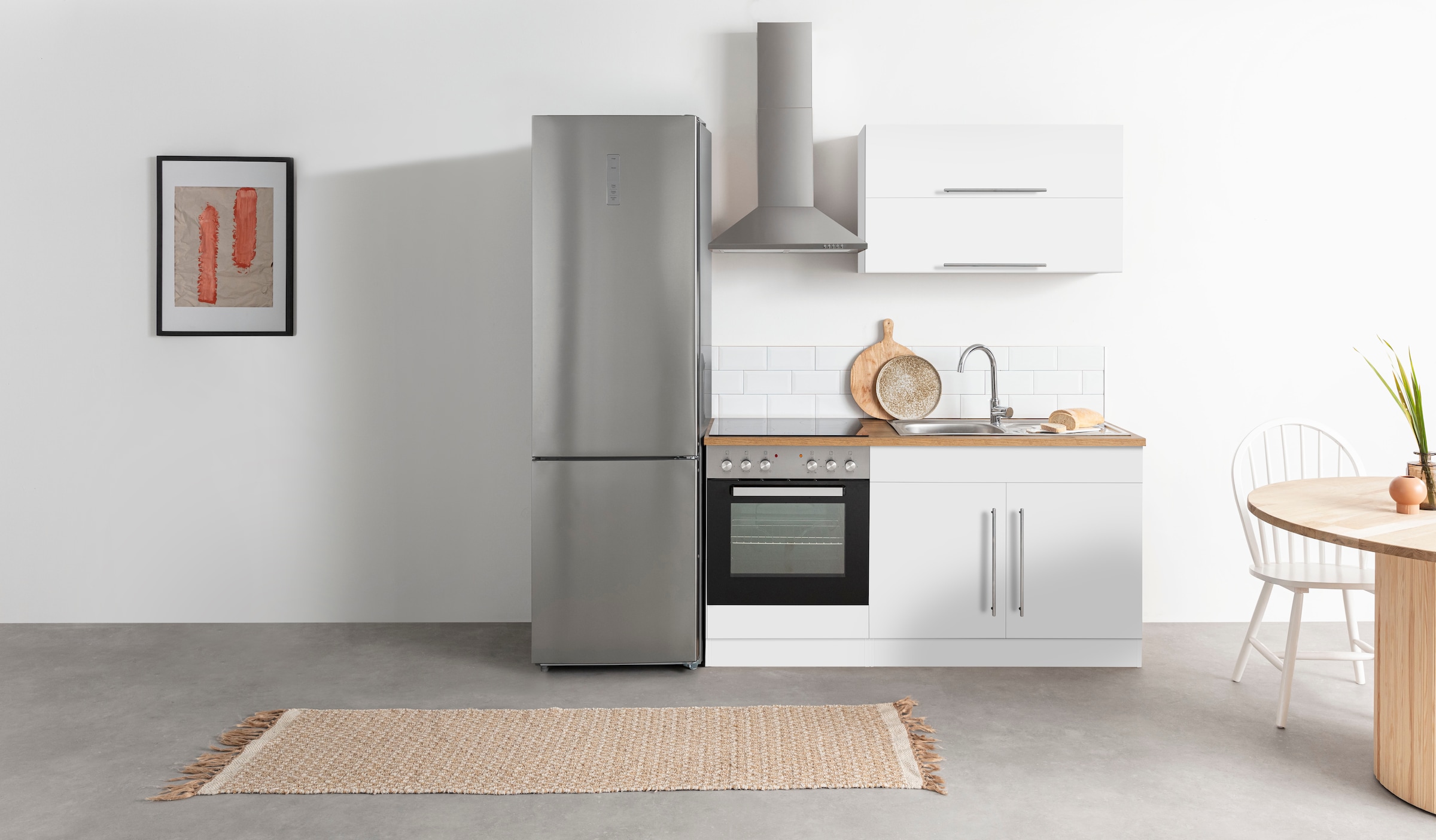 KOCHSTATION Kitchenette »KS-Samos« largeur 160 cm, au choix avec appareils électriques et plaque vitrocéramique