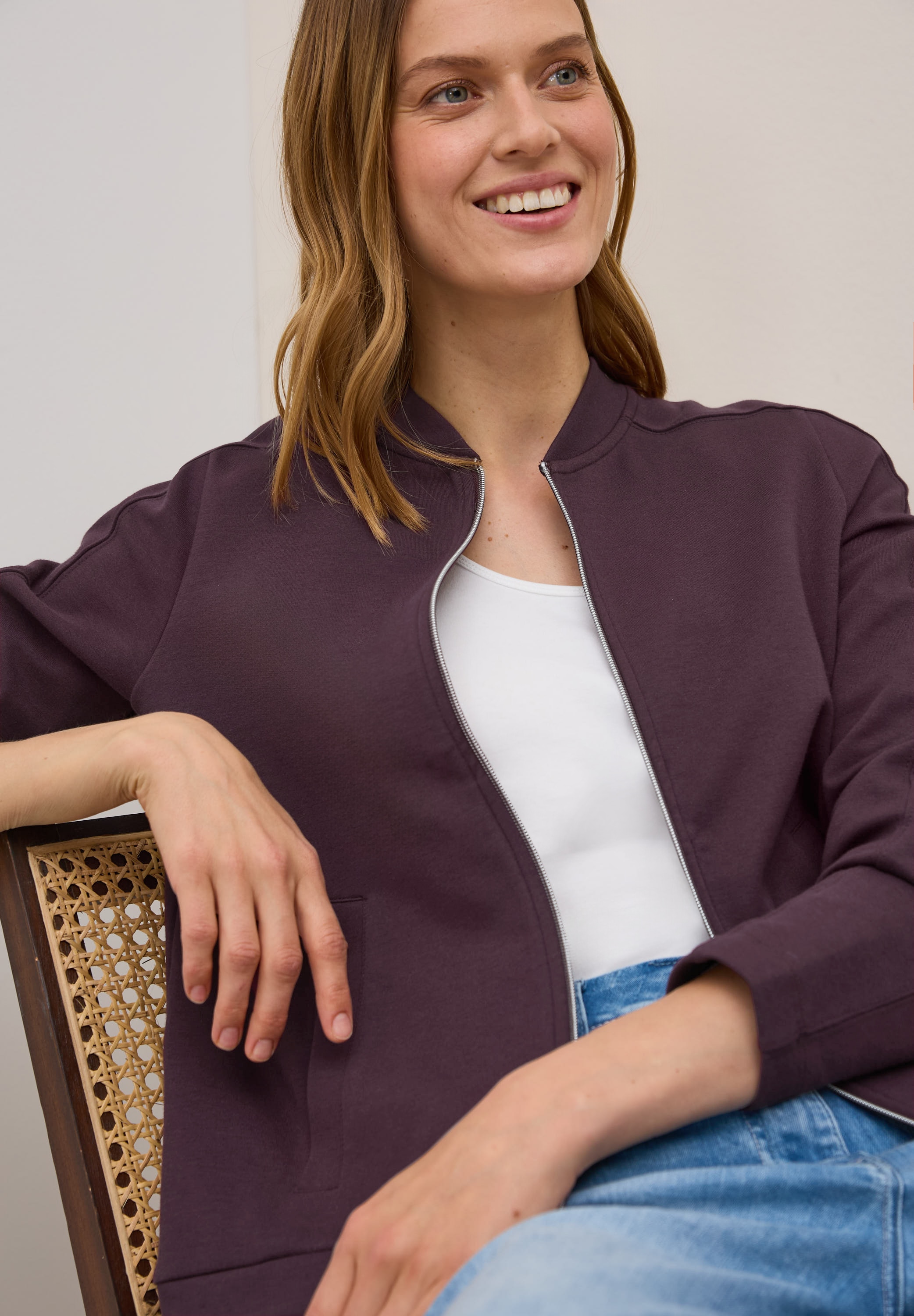 Cecil Sweatjacke, Sweat Blouson mit Tunnelzug und Stehkragen