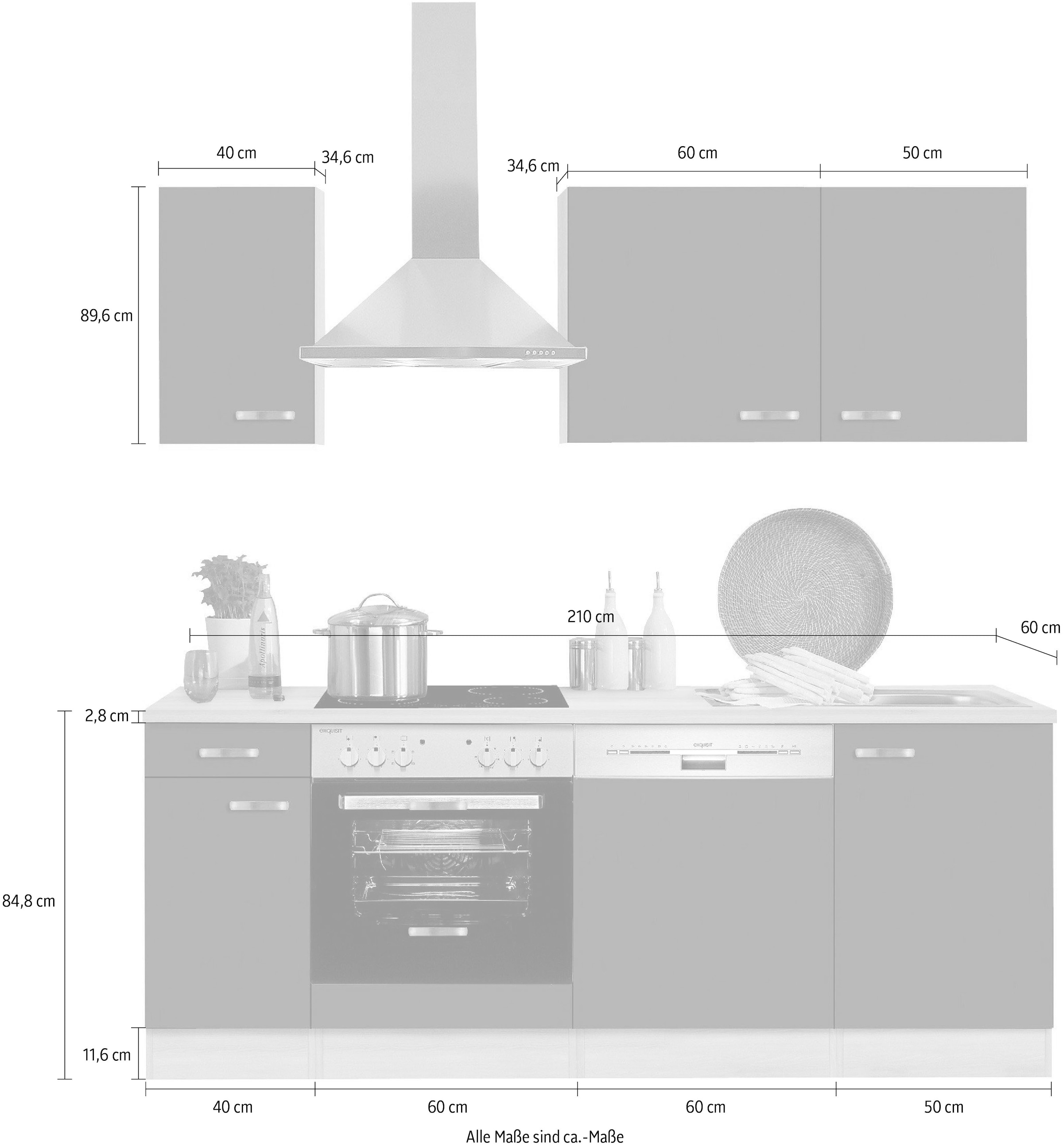 OPTIFIT Küchenzeile »Faro«, ohne E-Geräte, Breite 210 cm Trouver sur