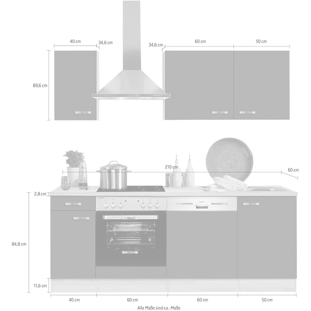 OPTIFIT Küchenzeile »Faro«, ohne E-Geräte, Breite 210 cm Trouver sur
