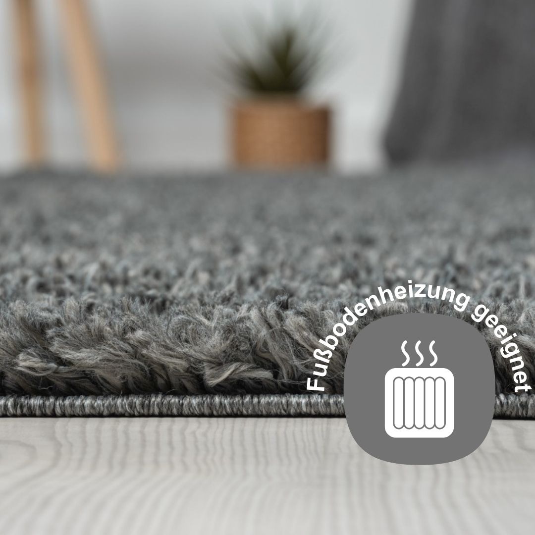 Myflair Möbel & Accessoires Teppich »My Shaggy«, rund, Shaggy, Uni Farben, leicht glänzend, Microfaser, extra flauschig