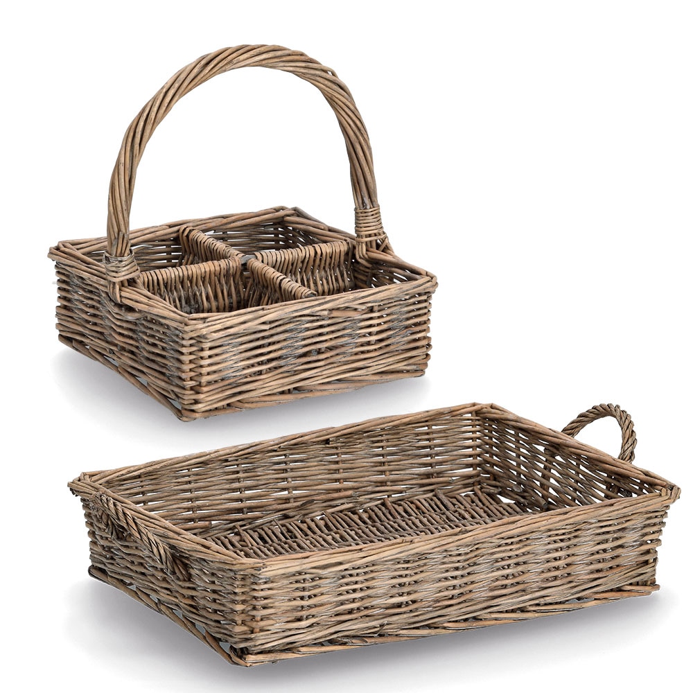 Image of Zeller Present Brotkorb und Tablett im Set, Weide geflochten