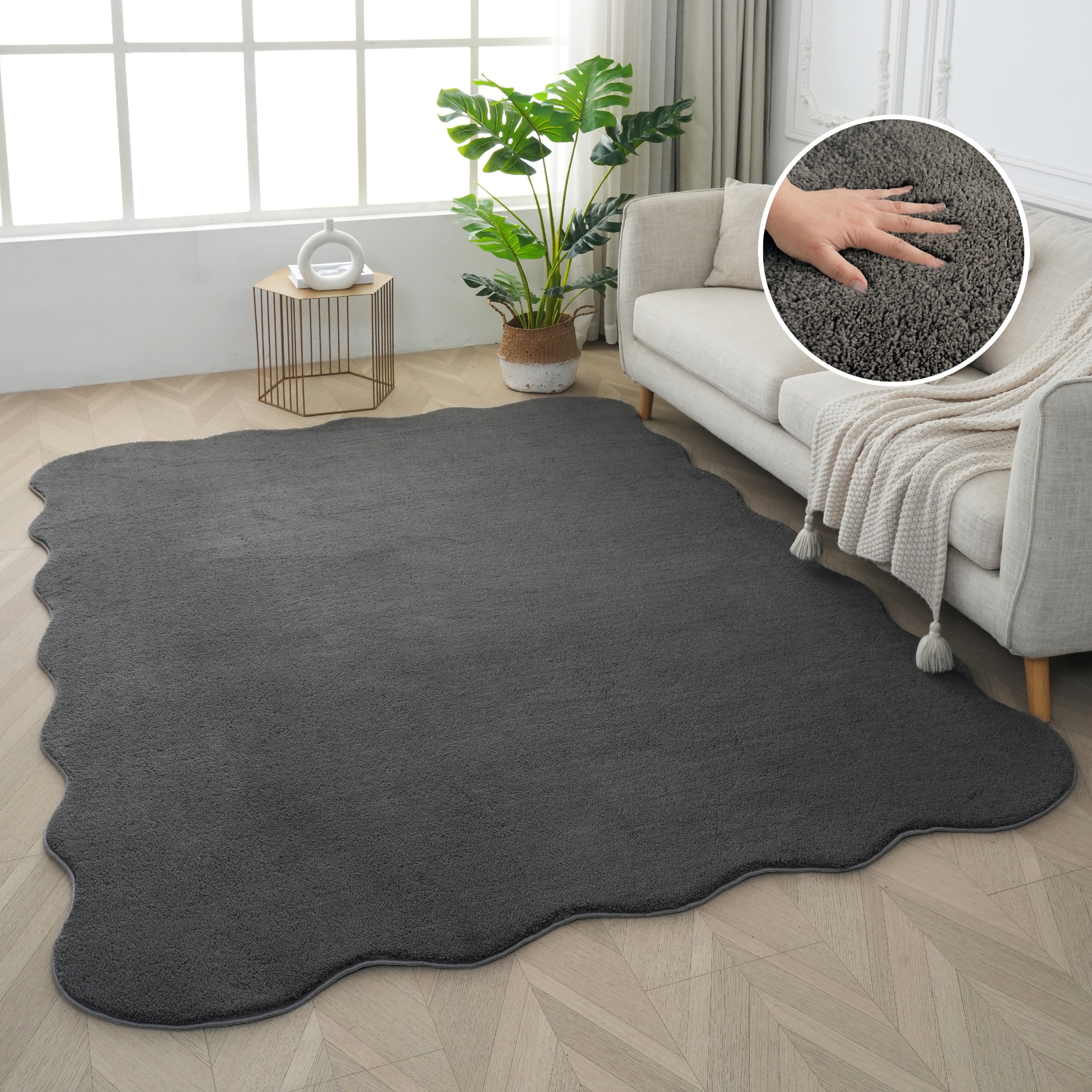 Image of GOODproduct Teppich "Cali, in Standard- und Premium-Qualität, 13 mm oder 16 mm Höhe" wellenförmig 16 mm Höhe Uni-Farben, kuschelig, & weich, waschbar, Wohnzimmer, Schlafzimmer