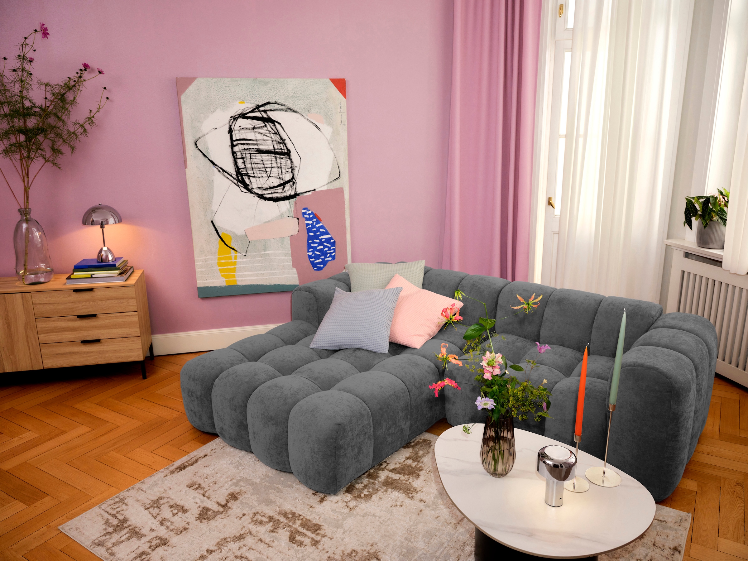 GOODproduct Canapé d'angle »KALLIE L-Form,  248 cm - OTTO. Verlässliche Qualität.« Bubble Optik, moderne Steppung, hoher Sitzkomfort