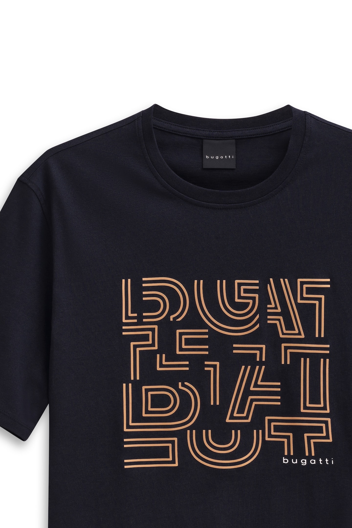 bugatti T-shirt »Modern Fit« mit Logo-Print und Rundhals aus Baumwolle