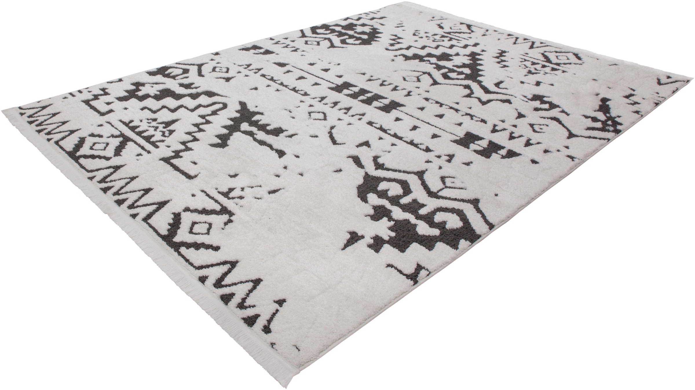 Image of calo-deluxe Teppich »Yoel 115«, rechteckig, 23 mm Höhe, Hoch-Tief-Struktur mit Fransen, Wohnzimmer bei Ackermann Versand Schweiz