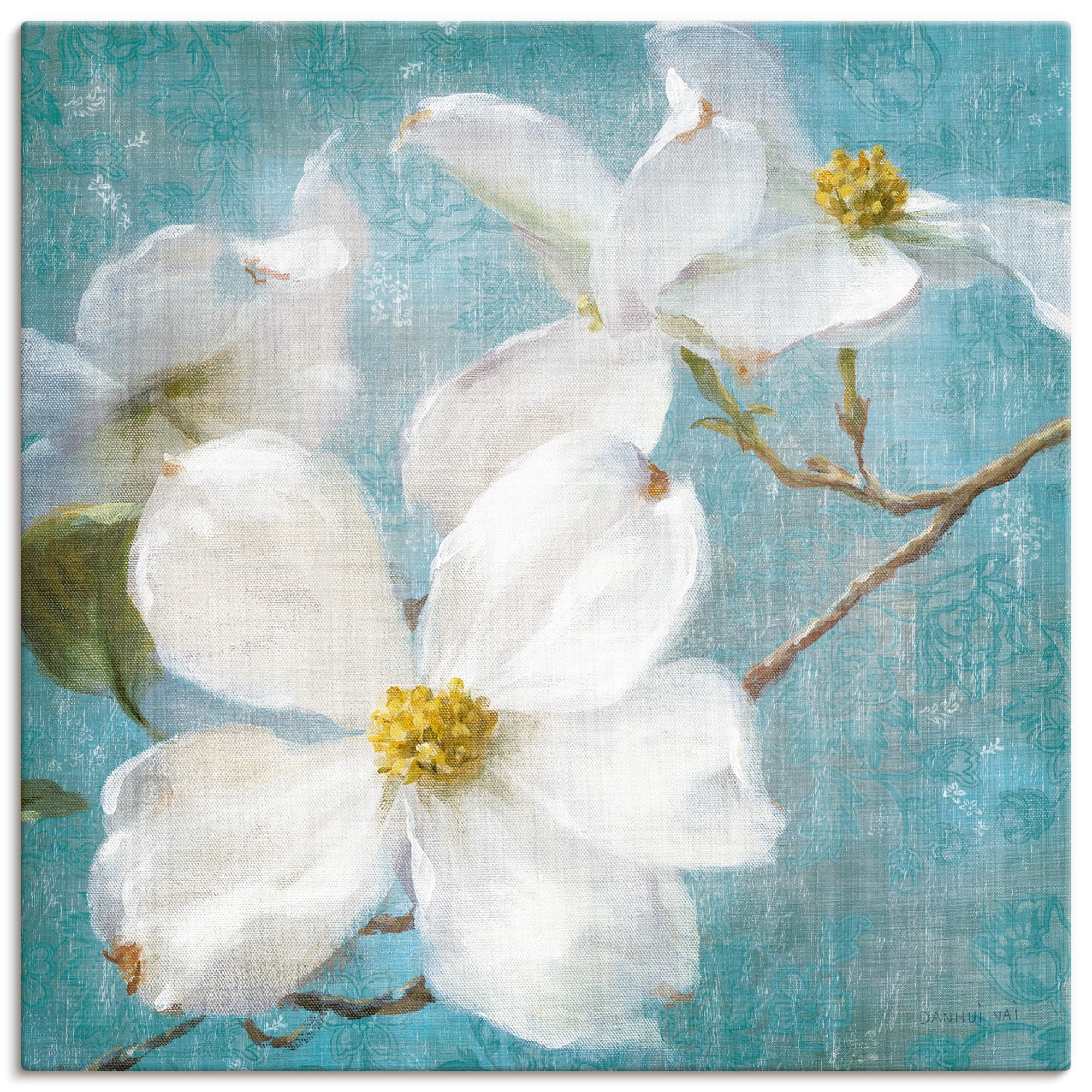 Image of Artland Leinwandbild "Vintage Blüte I" Blumen 1 Stk. tlg. auf Holzrahmen gespannt