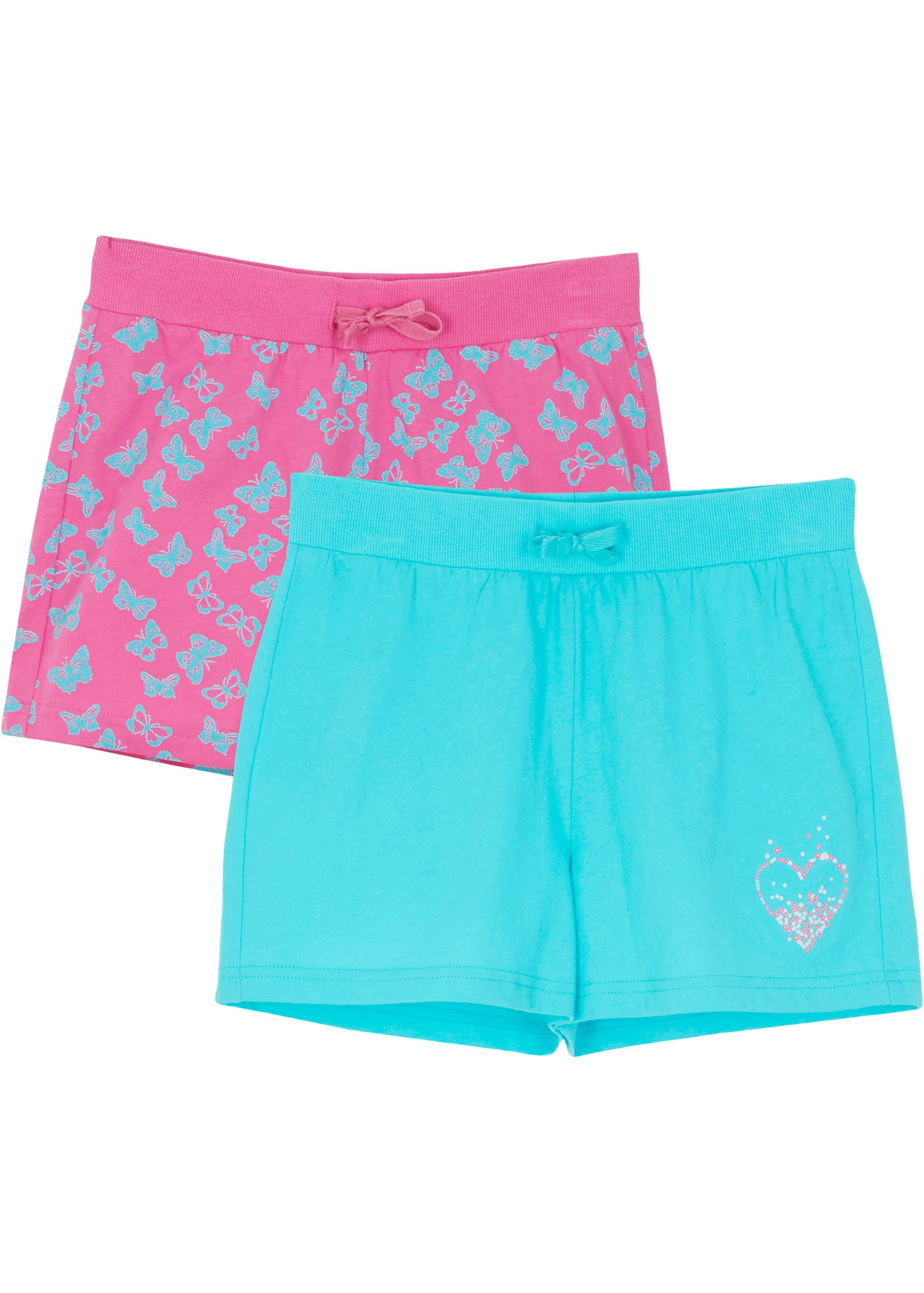 Image of bonprix Shorts "Shorts aus reiner Baumwolle (2er-Pack)" aus Baumwolle, Regular Fit, mit elastischem Bund