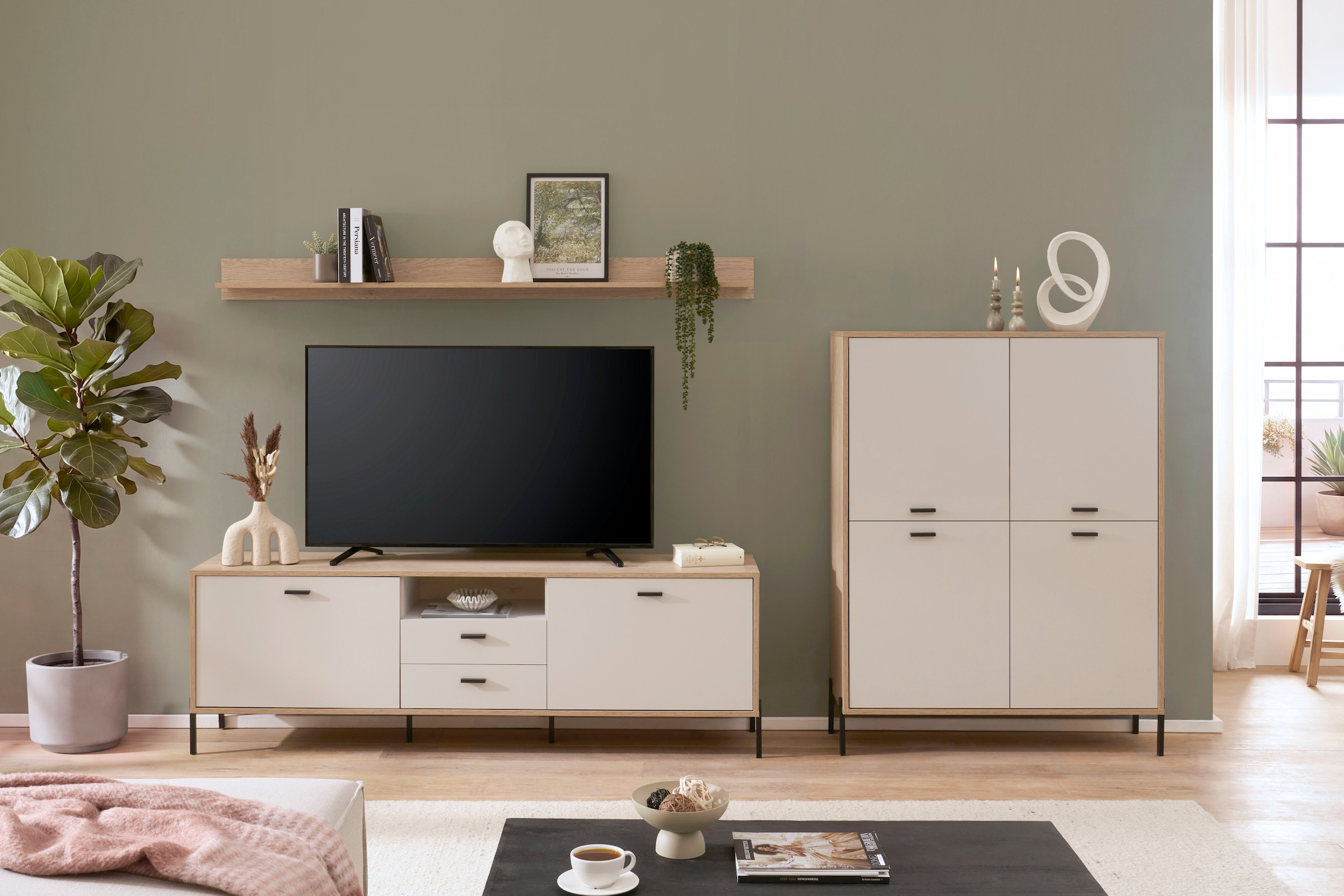 Home affaire Wohnwand »Fredericia, moderne Anbauwand, Komplettset in Kaschmir« Set, 3 Stk. tlg.