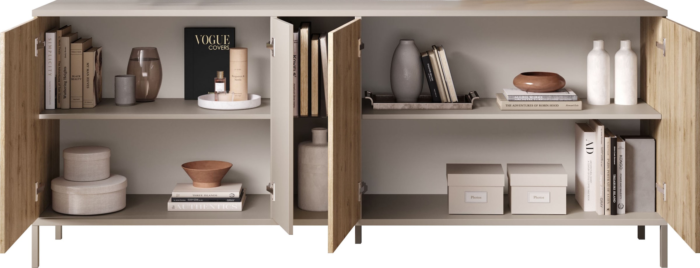 INOSIGN Sideboard »Gent Breite 210 cm, Kommode mit 4 Türen u. 2 offenen Fächern«, Anrichte, Push-to-open Funktion