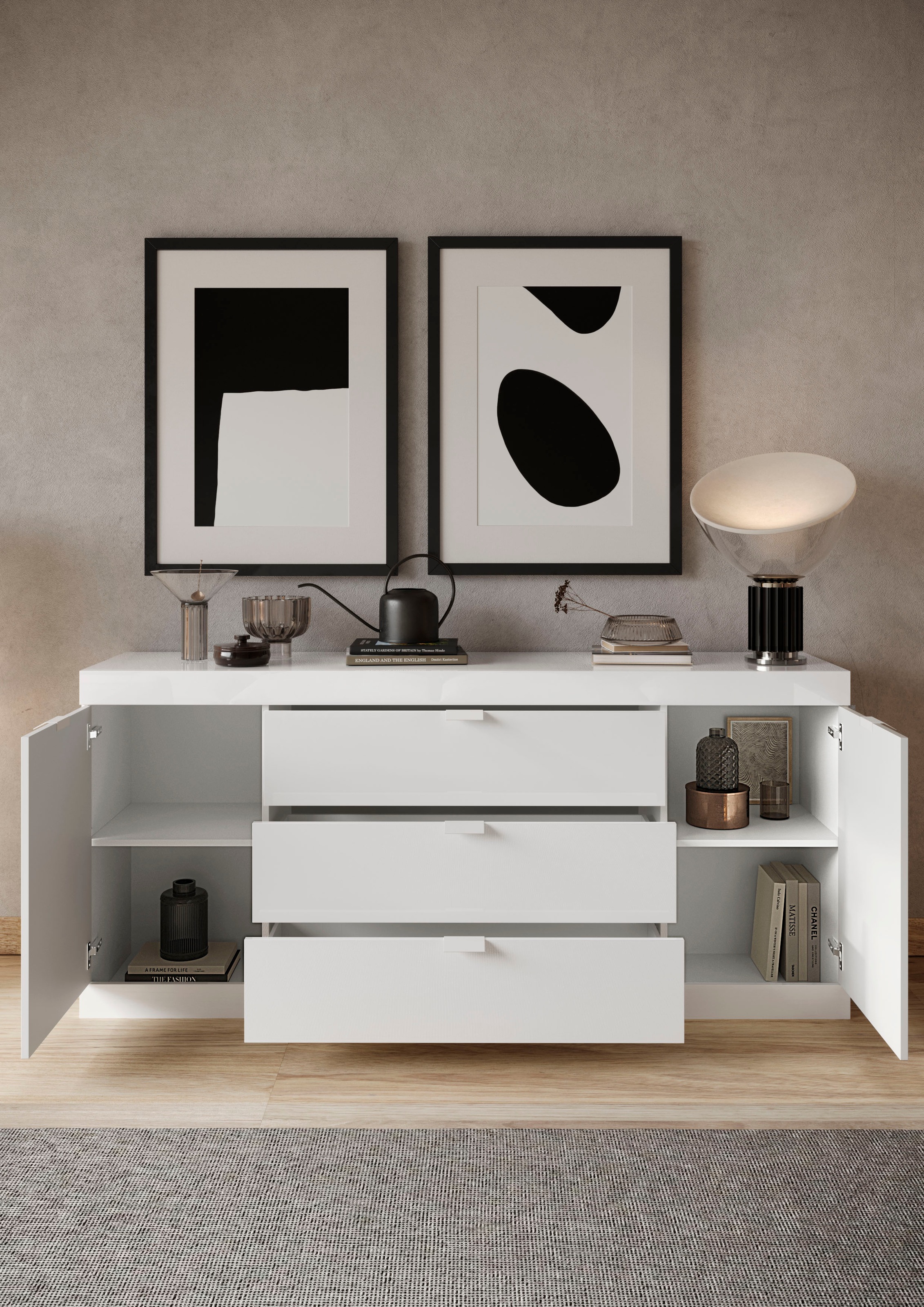 LC Sideboard »Slim«, Breite 181 cm, weiss Hochglanz Lack