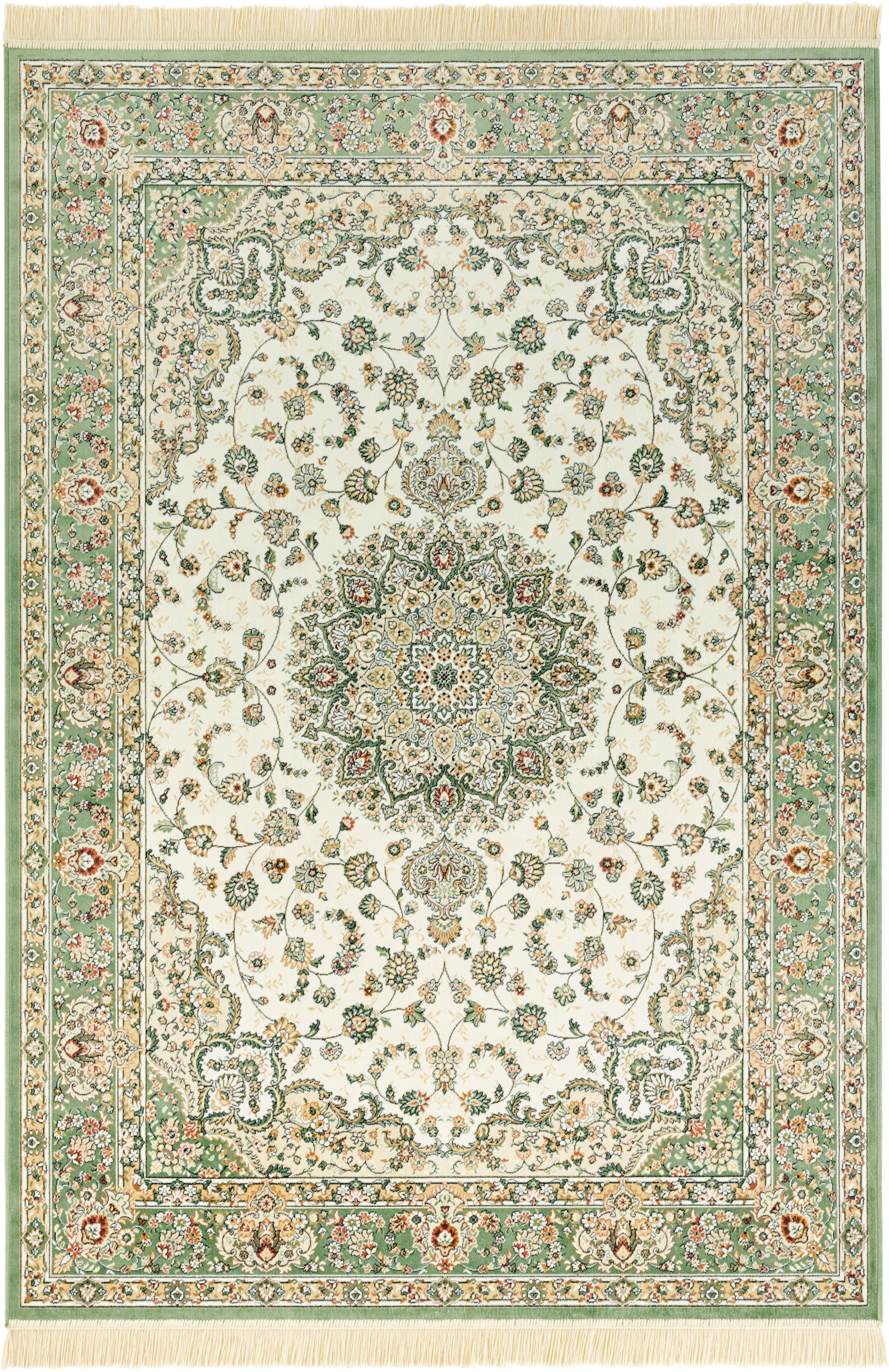 NOURISTAN Teppich »Antik Nain«, rechteckig, 5 mm Höhe, Orientalisch mit Fransen, Orient, Wohnzimmer, Schlafzimmer, Esszimmer
