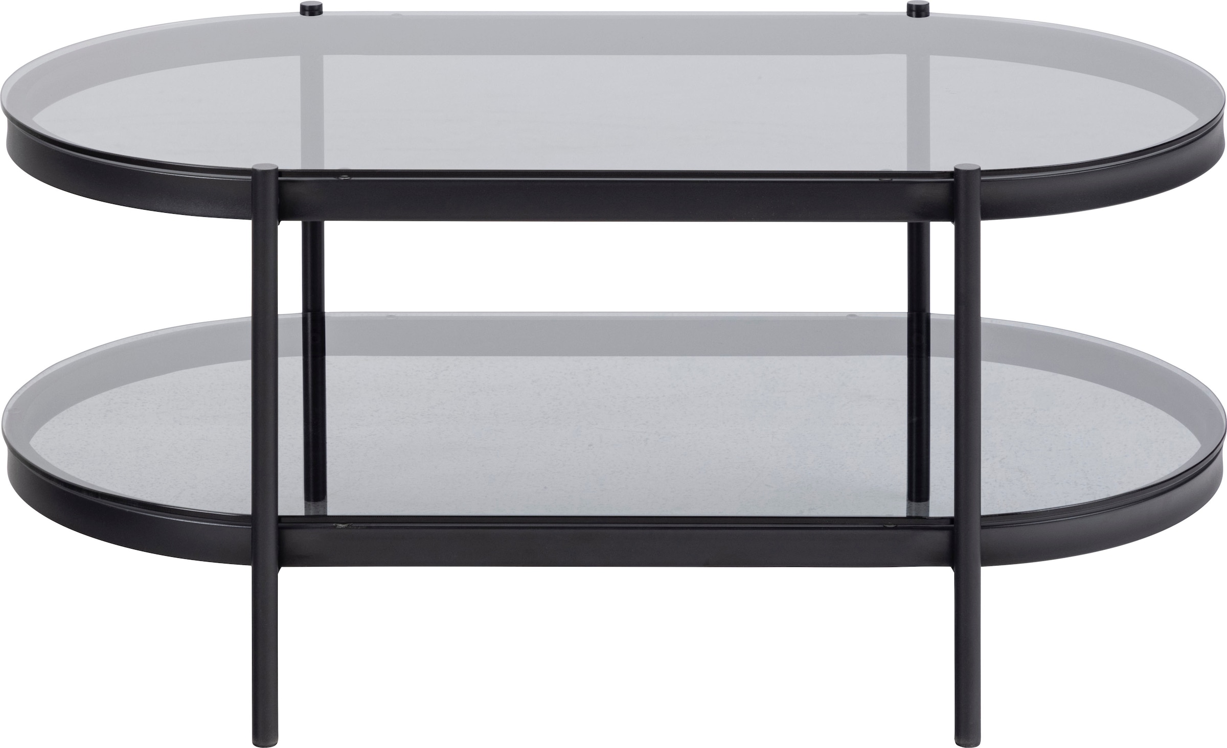 Image of ACTONA GROUP Couchtisch 1 Stk. tlg. tischplatte aus gehärtetem Rauchglas.Oval, 1 Ablage, B: 95 cm